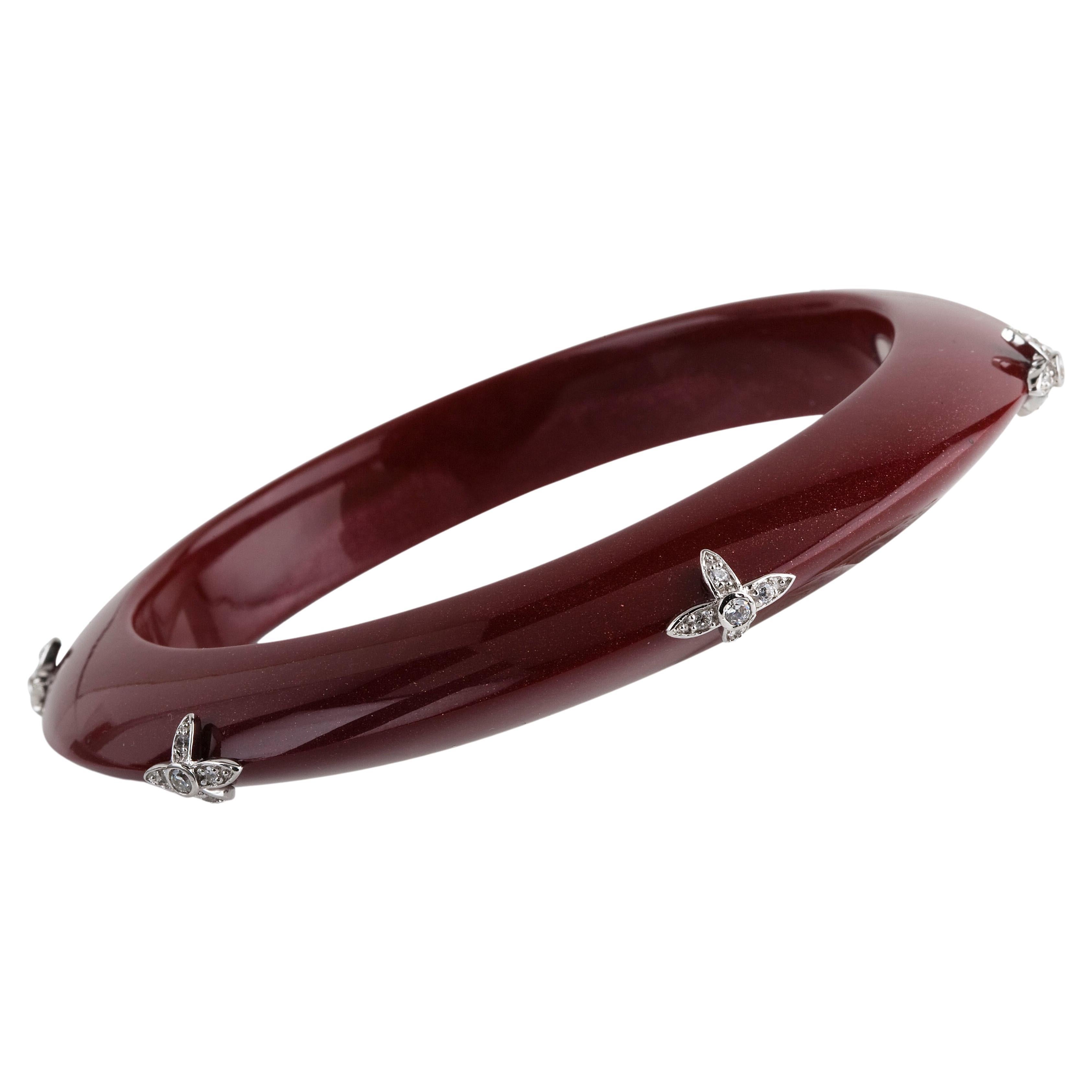 Miriam Salat Sterling Silver and Resin Star Bangle Set With White Topaz