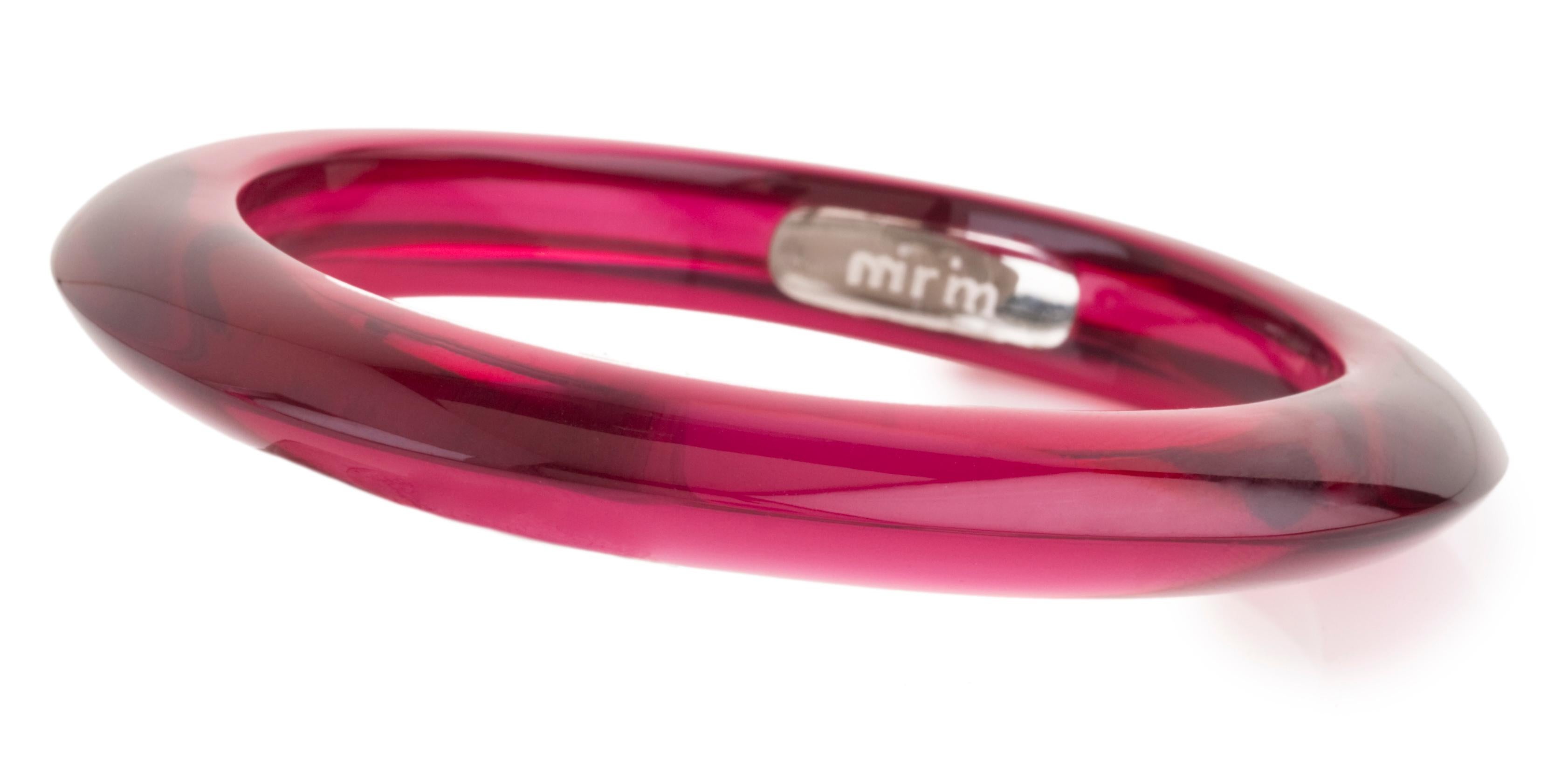Women's Miriam Salat Wine Red Translucent Resin and Sterling Silver Summer Bangle For Sale