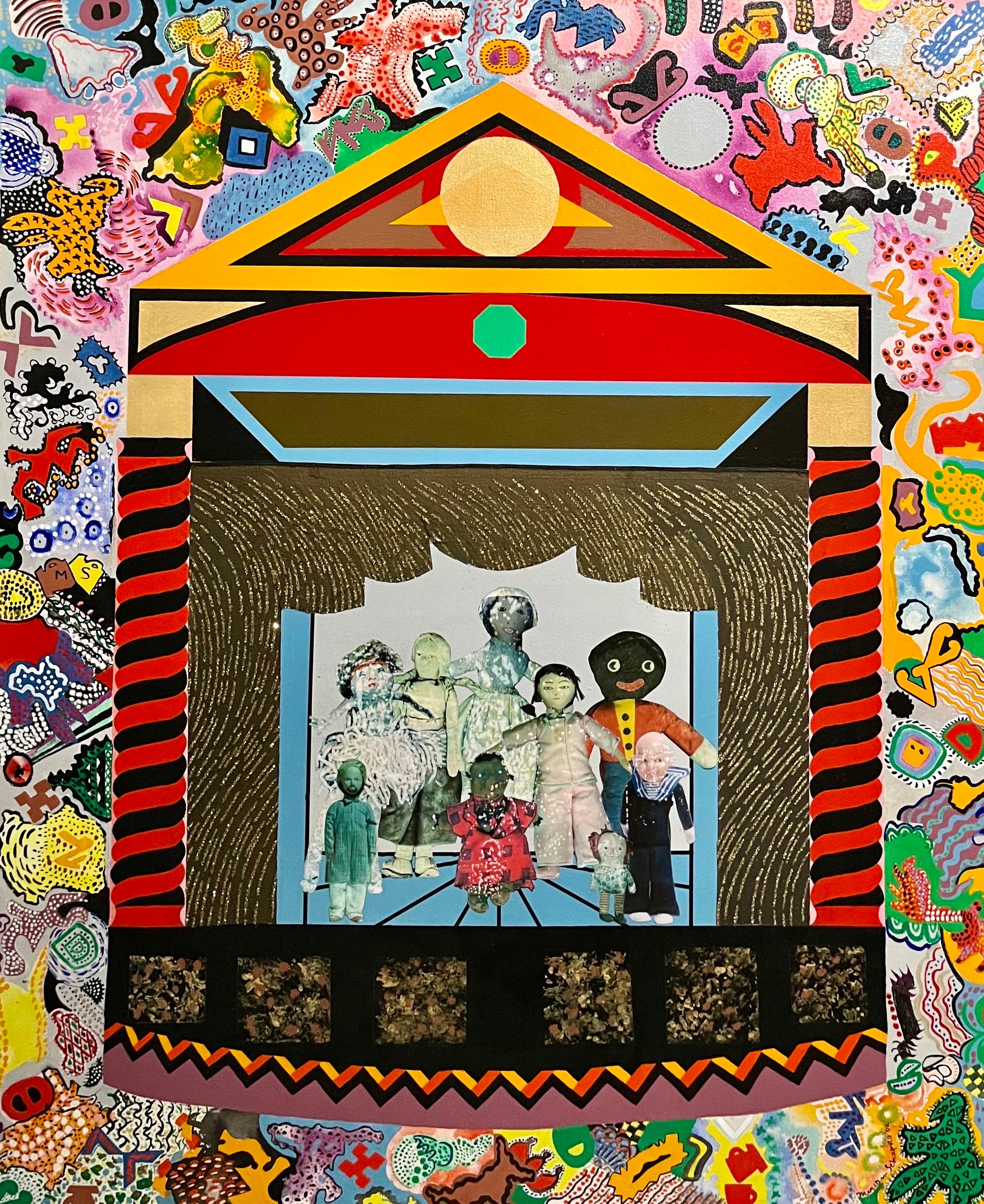 Große gemischte Medien Collage Malerei Great Jewish Feminist Artist Miriam Schapiro im Angebot 1