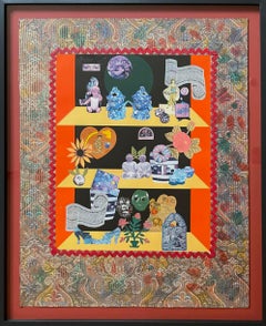 Miriam Schapiro -Cabinet unique signed mixed media fem-mage Pattern & Decoration