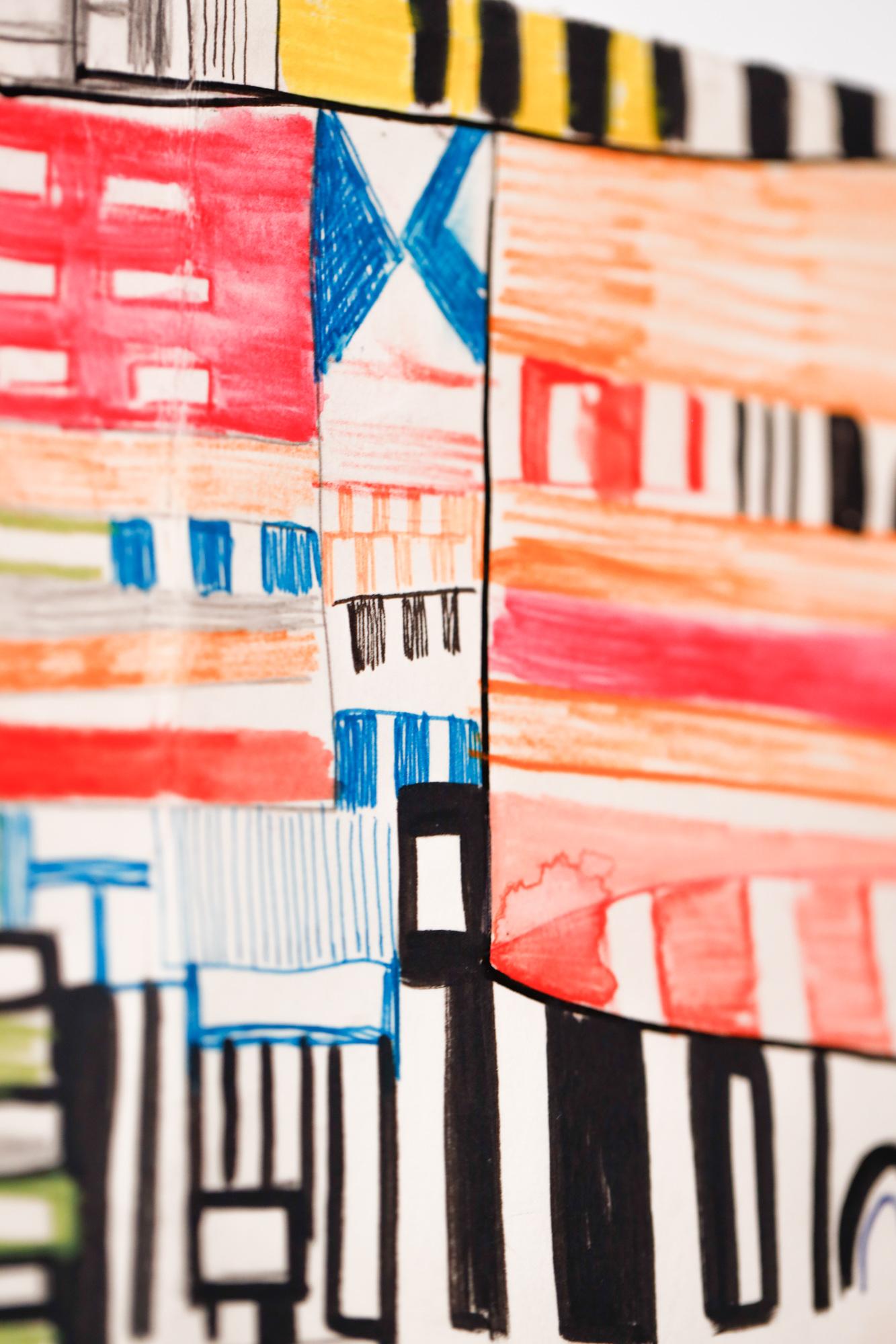 Abstrakte Stadtlandschaft „this way 2“ in Gouache und Aquarell auf Papier im Angebot 12