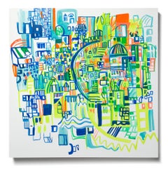 "West Ritner hill" Paisaje urbano en color con elementos de abstracción geométrica