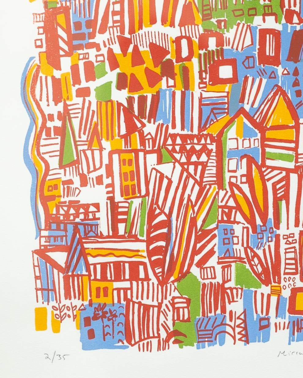 « Road Runner 7 », sérigraphie abstraite, orange, jaune, vert, bleu en vente 2