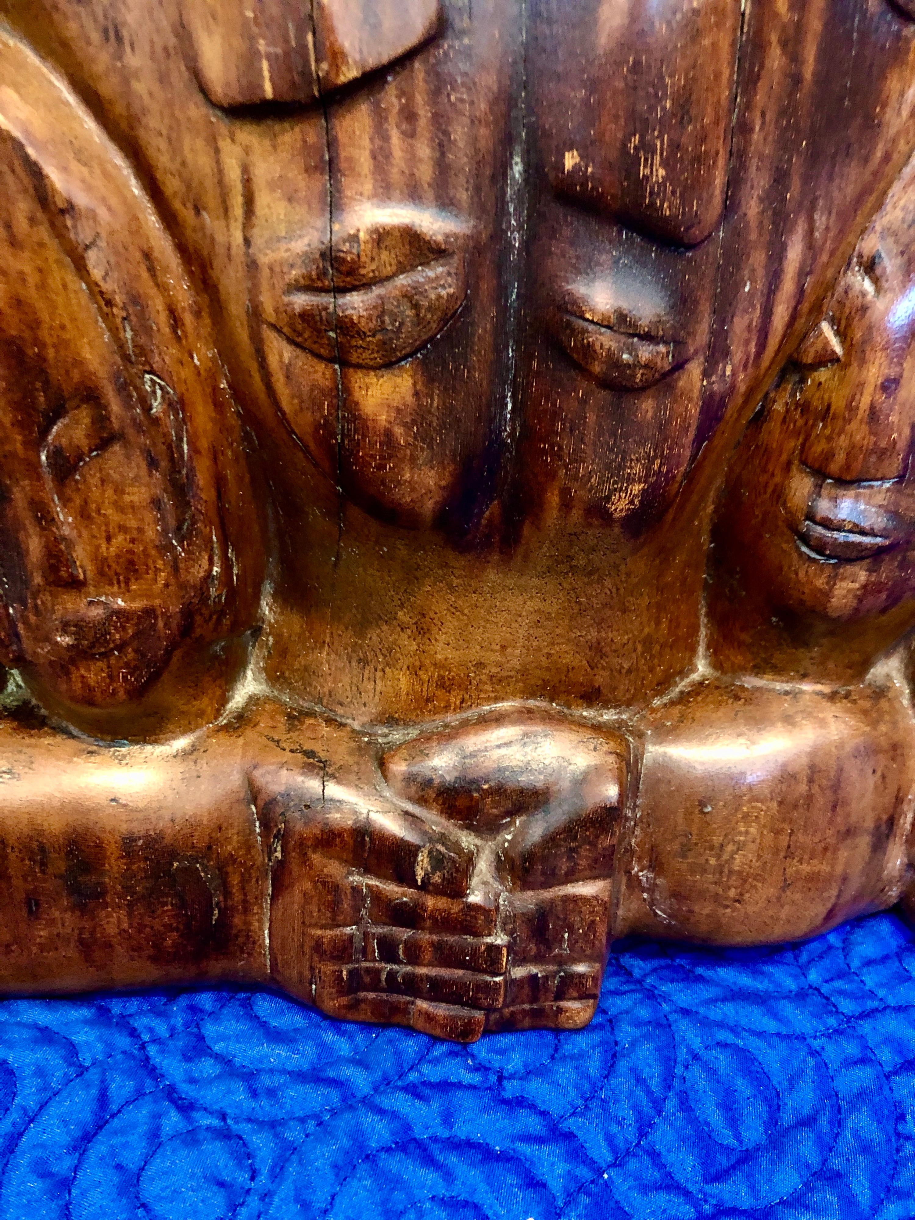 Carved Wood German Expressionist Sculpture Jewish Woman Refugee Artist Judaica For Sale 7