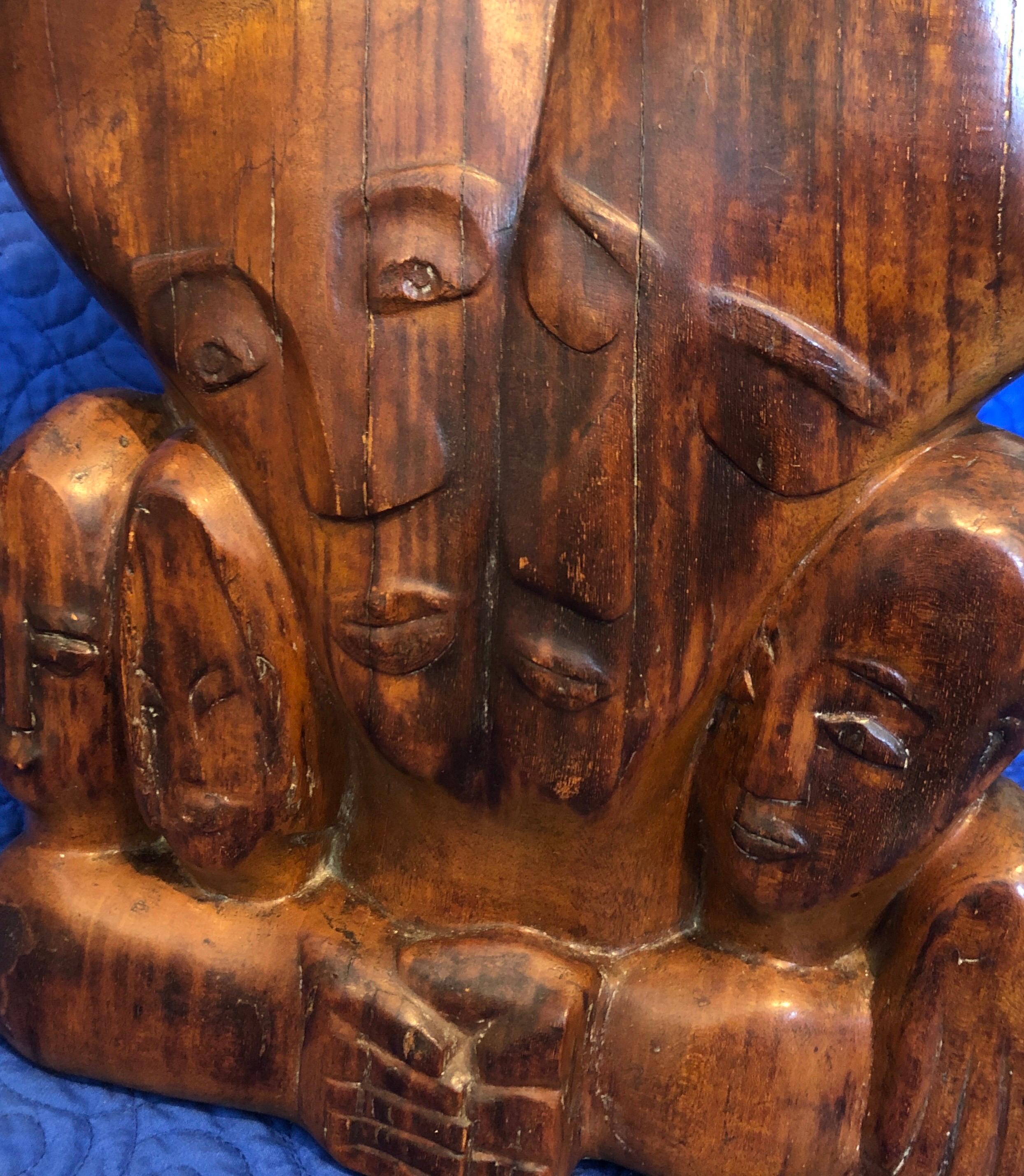 Carved Wood German Expressionist Sculpture Jewish Woman Refugee Artist Judaica For Sale 8