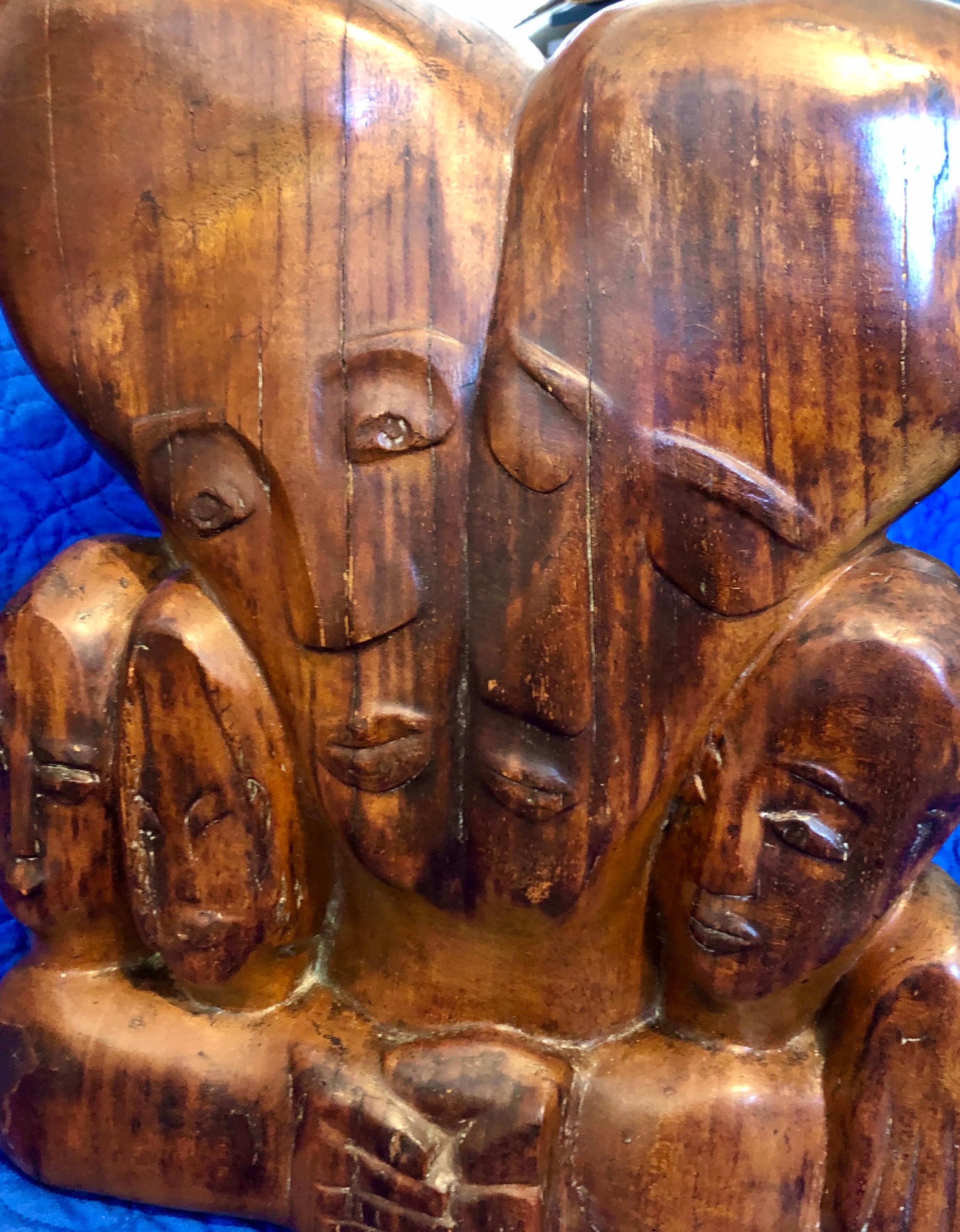 Carved Wood German Expressionist Sculpture Jewish Woman Refugee Artist Judaica For Sale 9