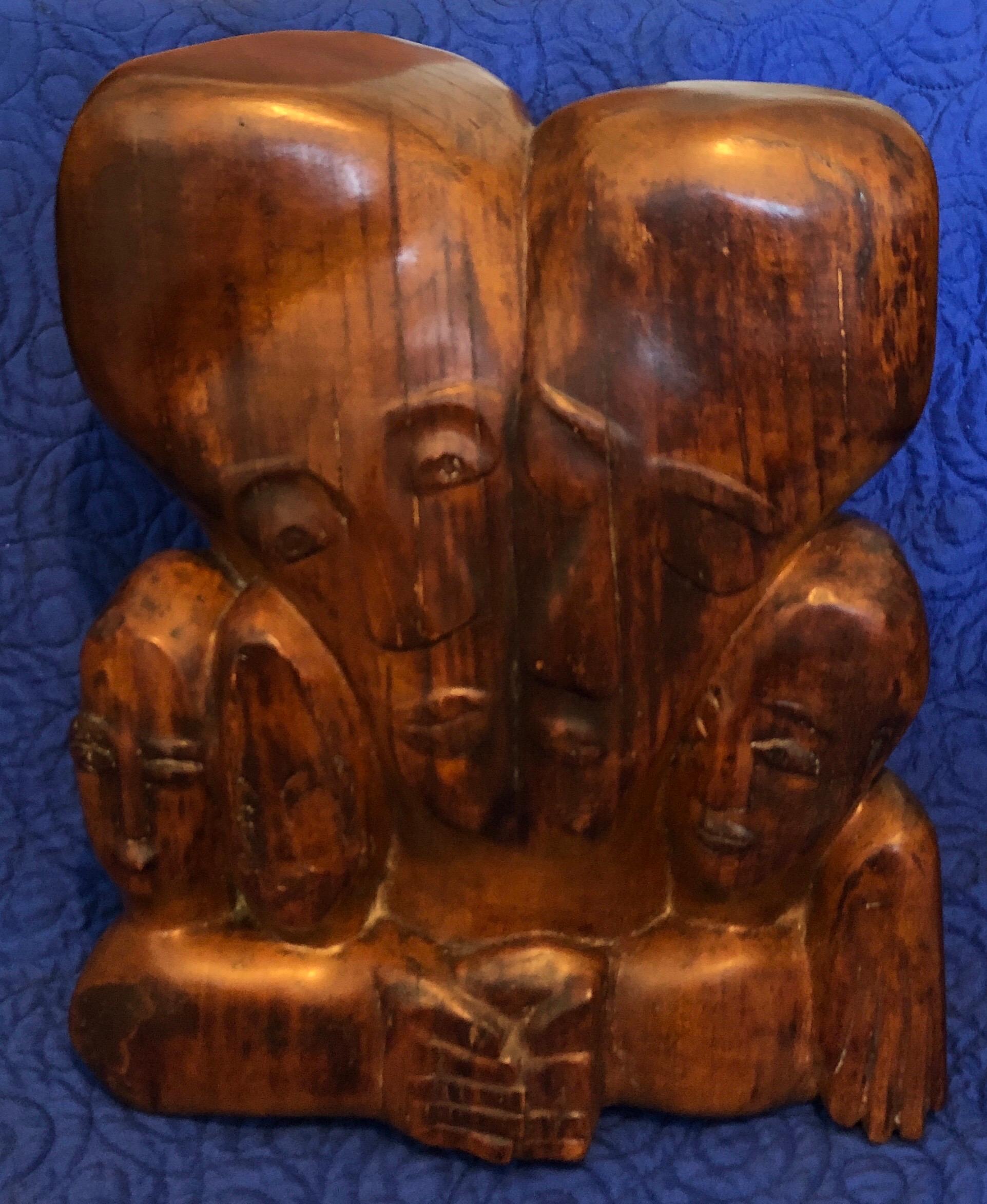 Carved Wood German Expressionist Sculpture Jewish Woman Refugee Artist Judaica For Sale 1