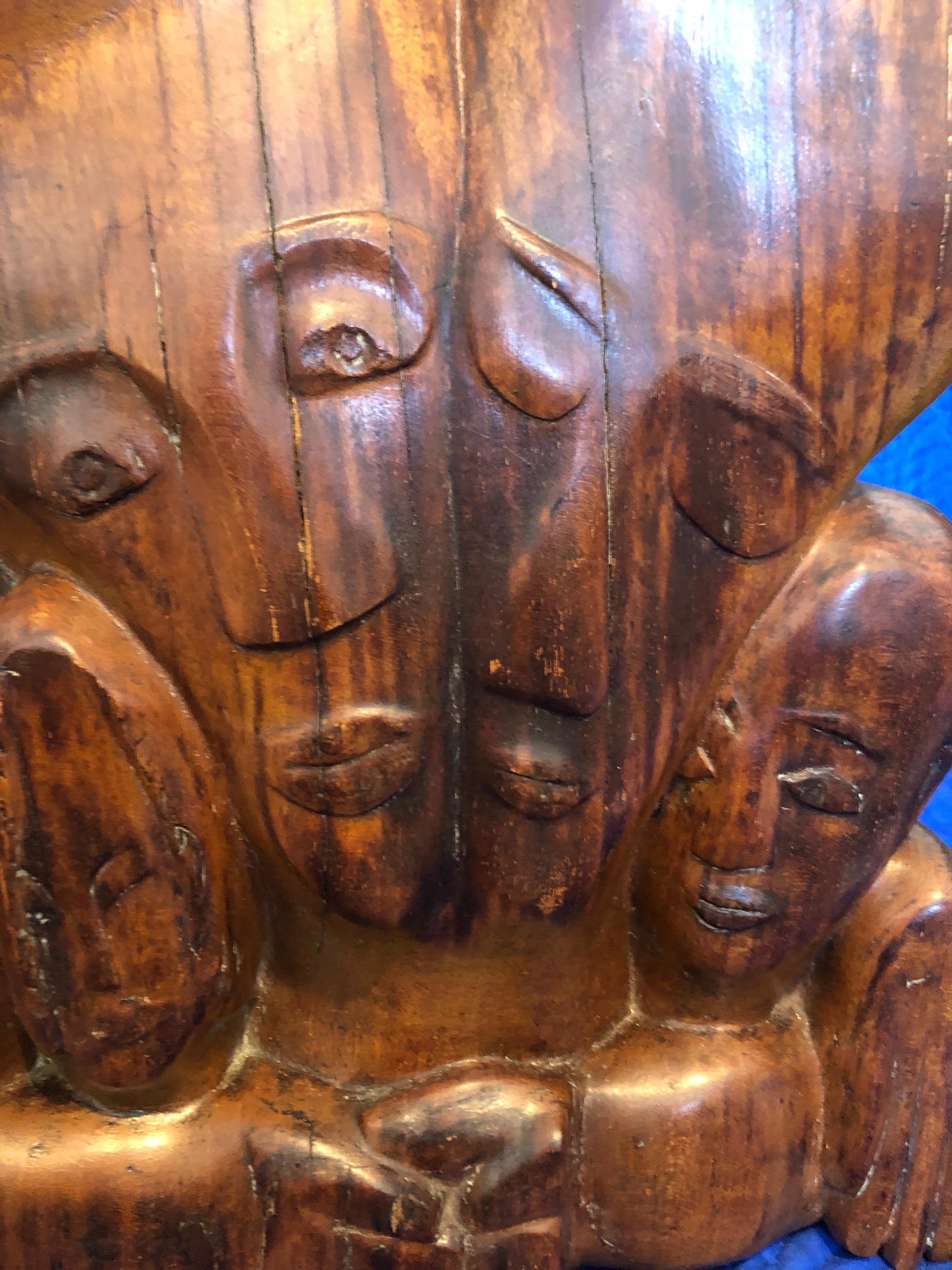 Carved Wood German Expressionist Sculpture Jewish Woman Refugee Artist Judaica For Sale 5