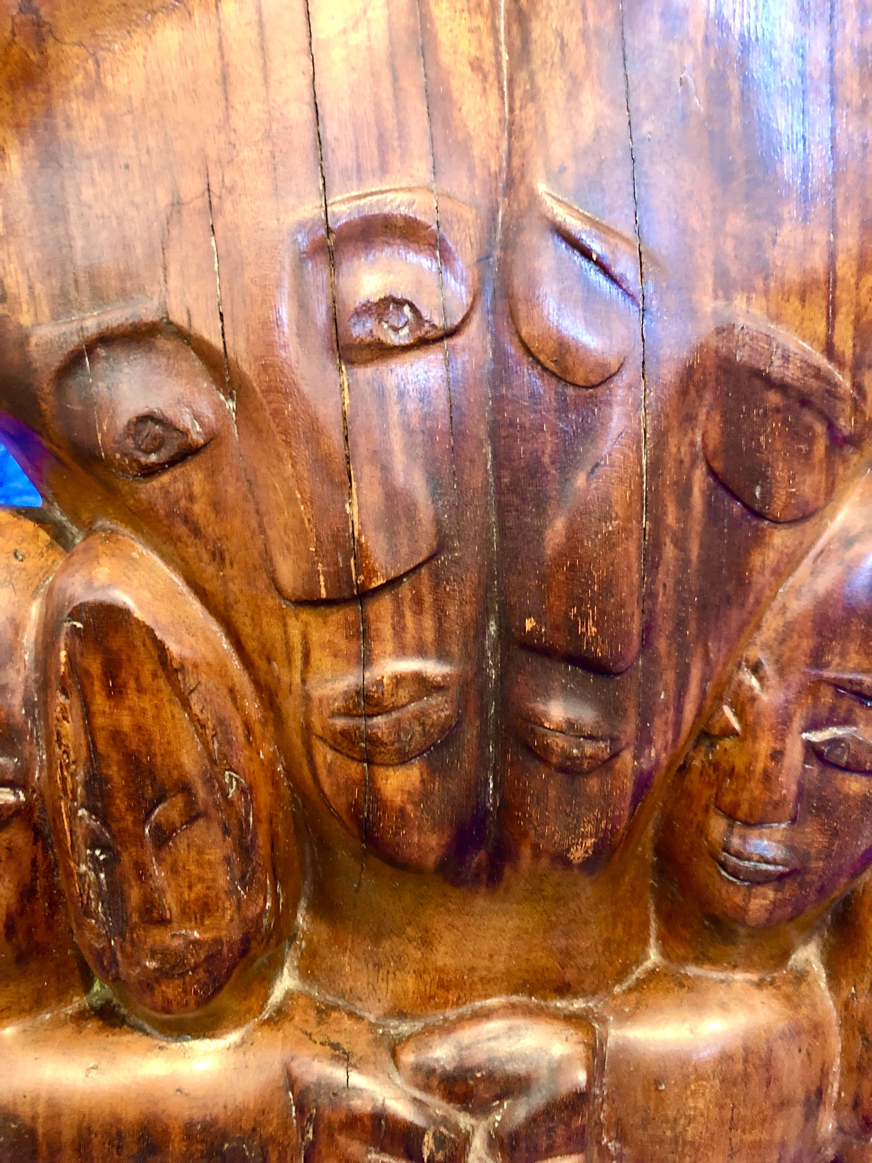 Carved Wood German Expressionist Sculpture Jewish Woman Refugee Artist Judaica For Sale 6