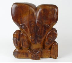Carved Wood German Expressionist Sculpture Jewish Woman Refugee Artist Judaica