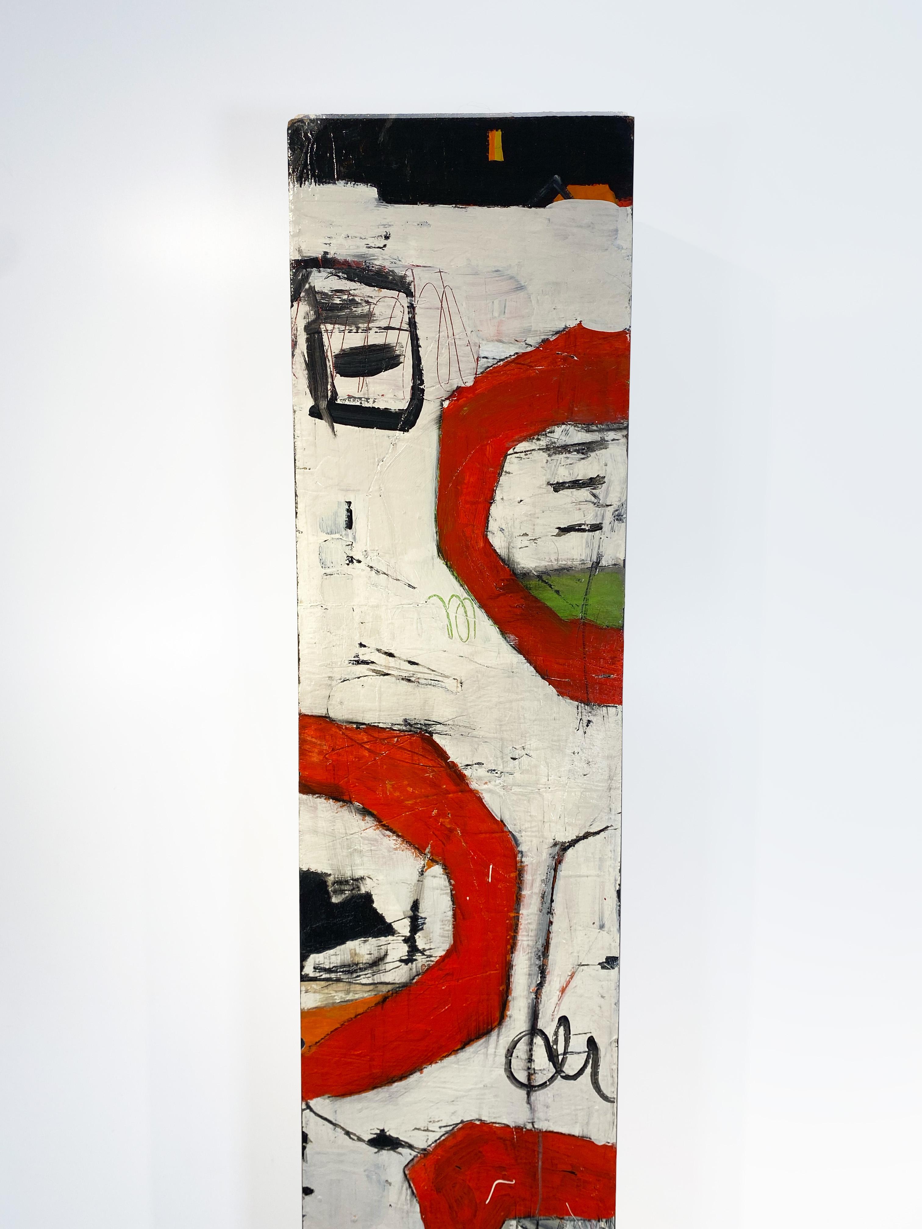 Let's Get Our Groove On, scultura totem geometrica autoportante su pannello - Sculpture di Miriam Traher