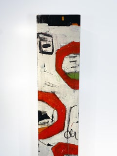 Let's Get Our Groove On, freestanding geometric totem sculpture on panel
