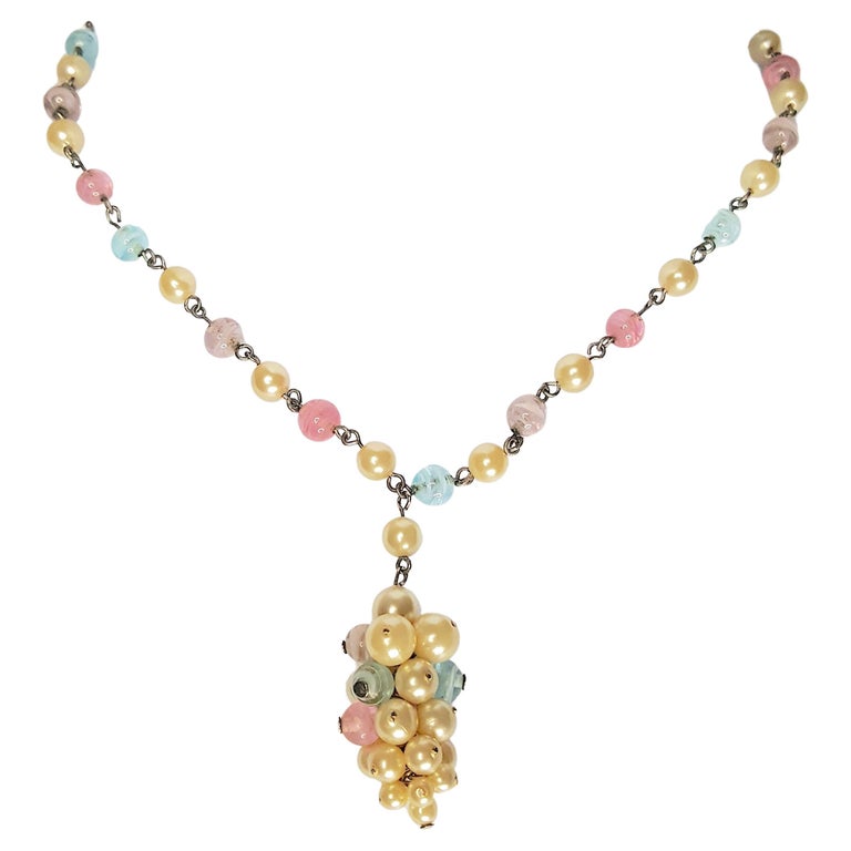 MiriamHaskell Early SignatureGrapeCluster GlassPearl 1920s Pendant