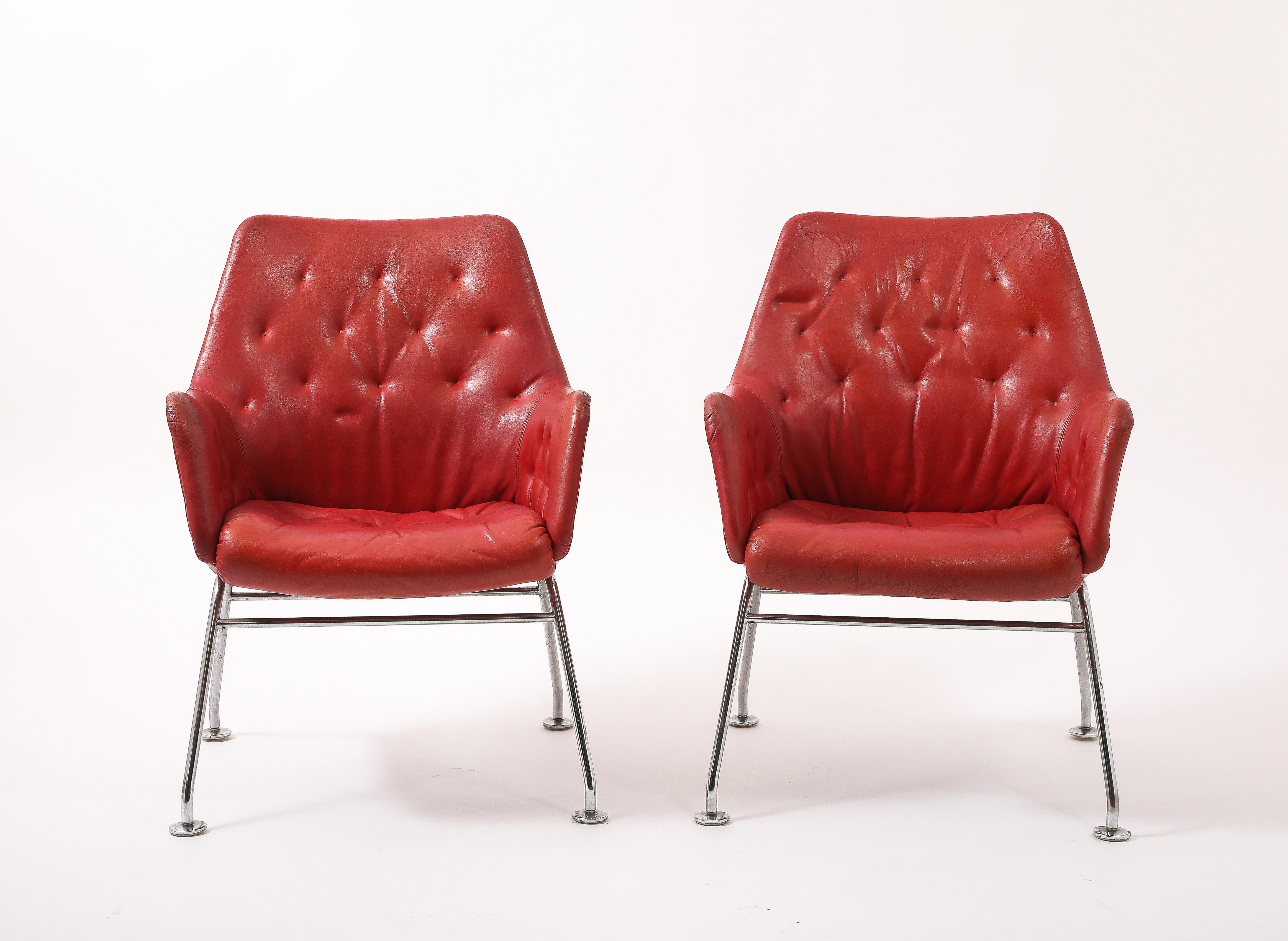 Coppia di poltrone di Bruno Mathsson in rara pelle rossa originale

24x32x23
Sedile 17, braccio 22