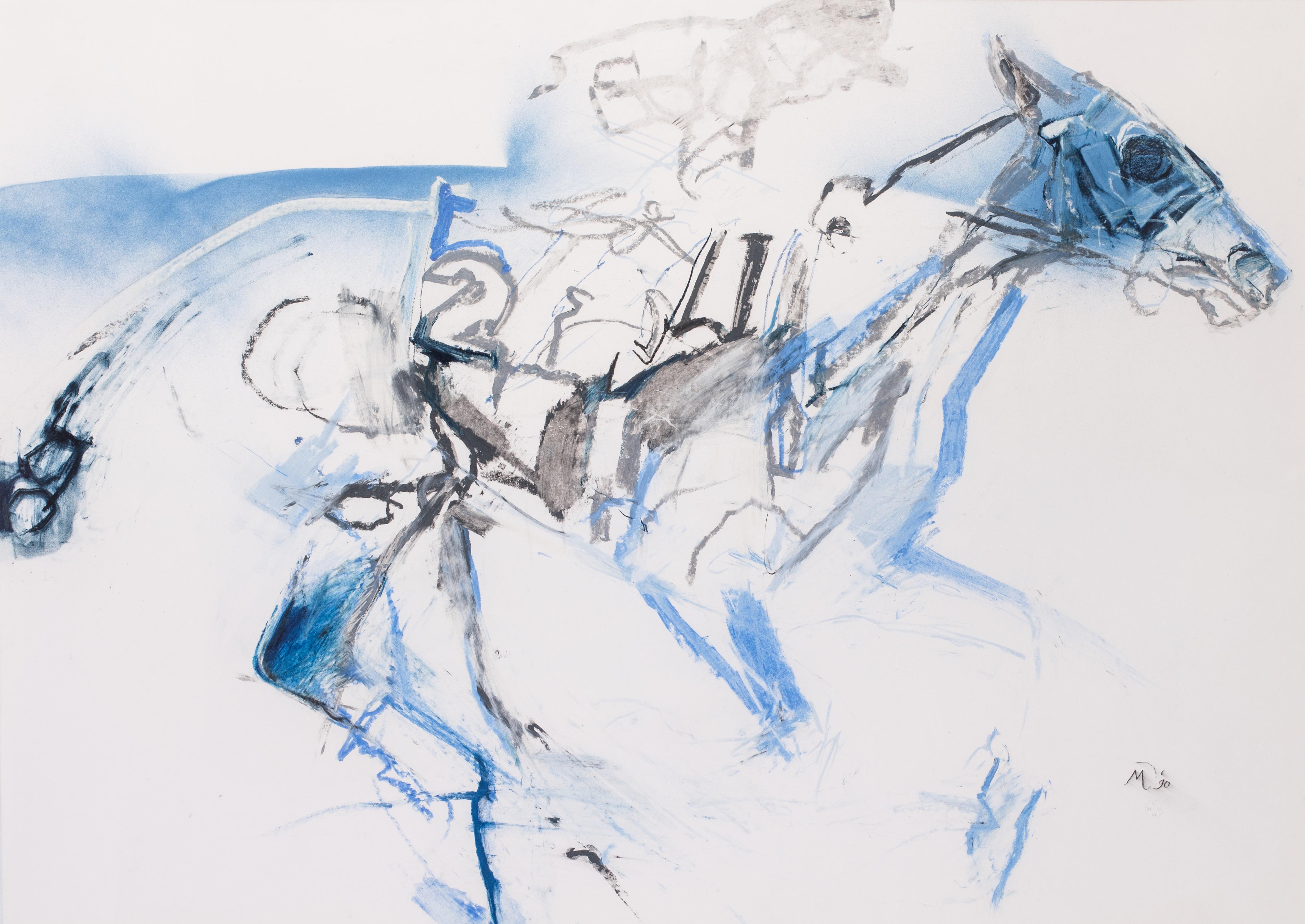 Mirjam Verhoeff Animal Painting - Horse and jockey
