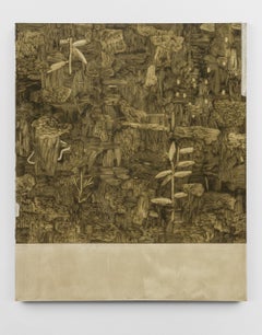 Mirko Baricchi: Pintura contemporánea abstracta de la naturaleza en tonos verdes y beige tierra