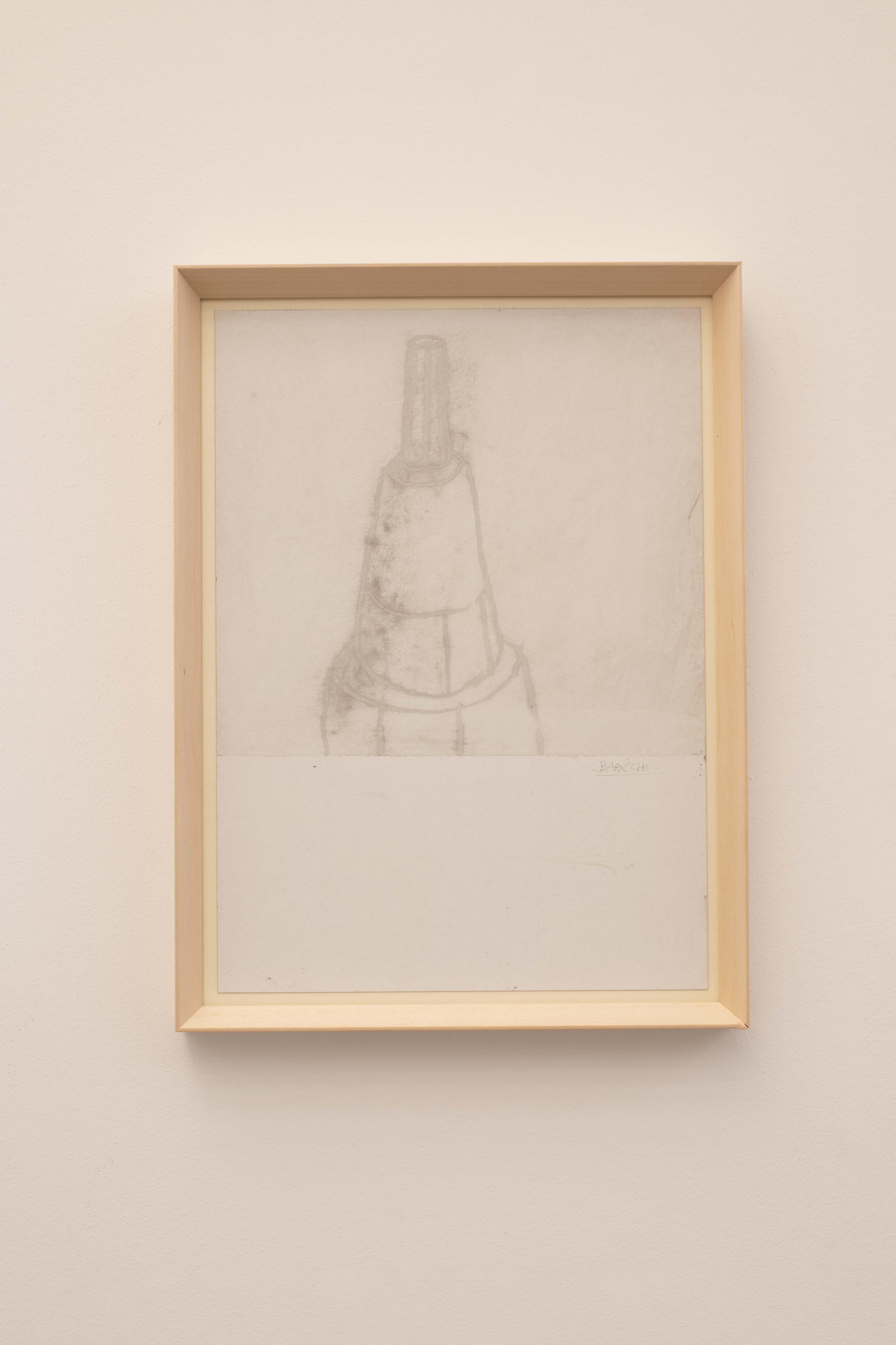 Minimal Drawing in Pastel Framed on Cardboard by Mirko Baricchi