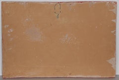 Natura morta di frutta e cubo di Rubix, targa in terracotta dipinta a mano di Mirko