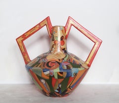 Vase delle Braccia, handbemalte einzigartige Terrakotta-Vase von Mirko