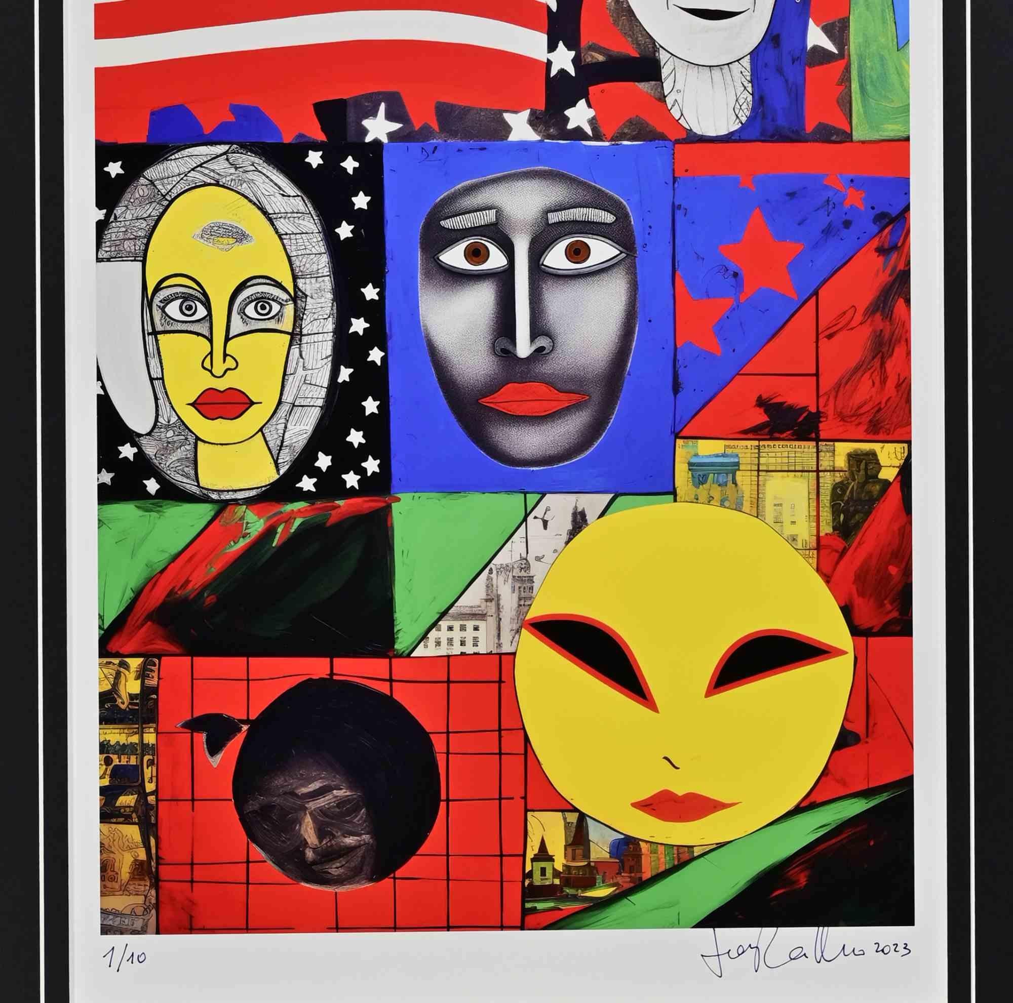 Faces is a print om paper realized by Mirko Tangherlini in 2023.

Inkjet prints on Matt Ampa Paper.

Hand-signed on the lower and numbered. Edition of 10 Prints.

Very good condition. 

A vivid, colorful artwork created by mastery.