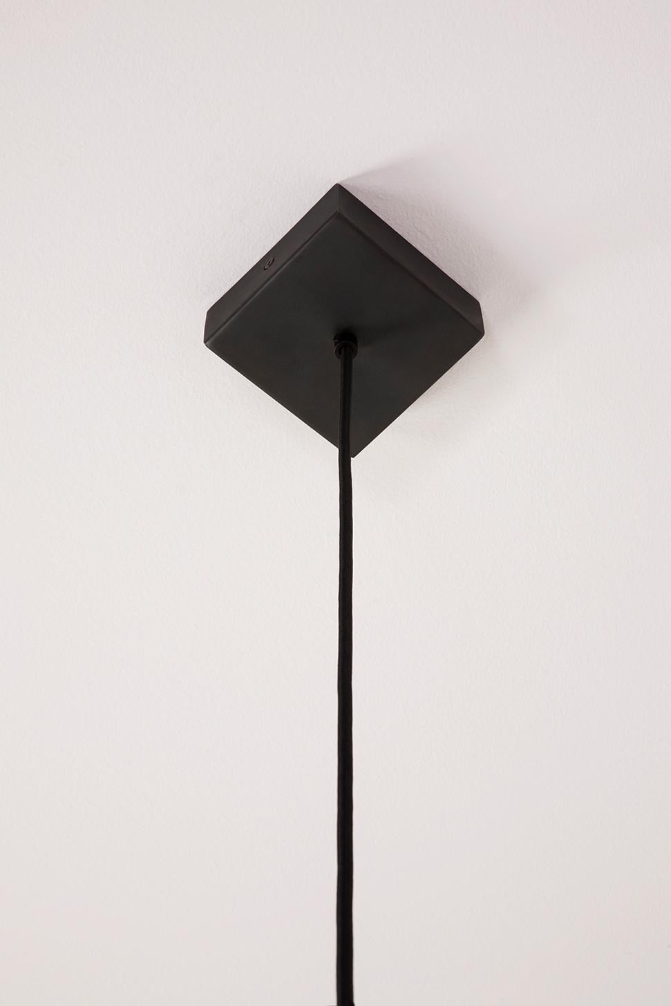 American Miro 1 Hanging Pendant in Matte Black with Handblown Glass Shade For Sale