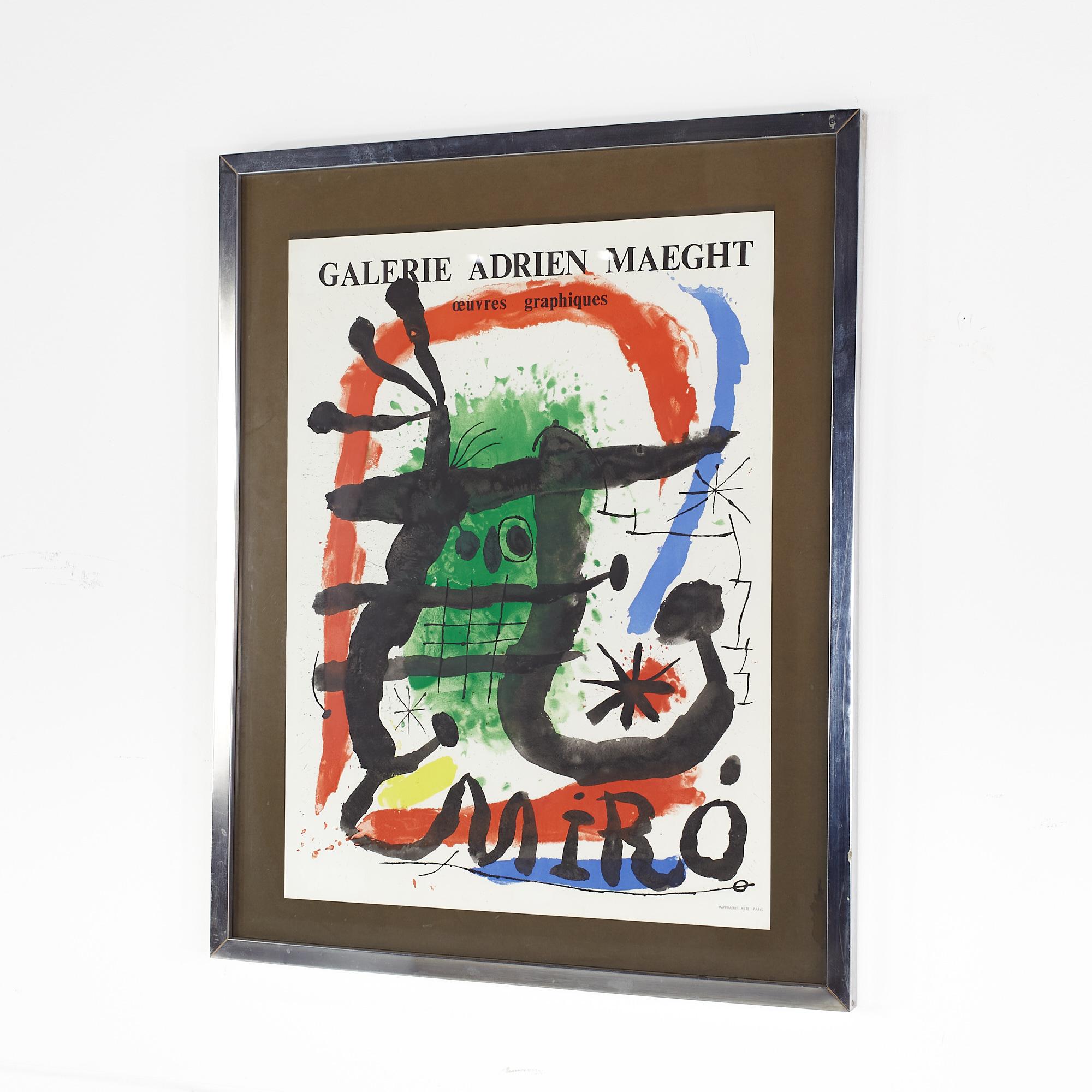 Miro Alcohol de Menta Mediados de Siglo Galerie Adrien Maeght Cartel de Arte Moderno de mediados de siglo en venta