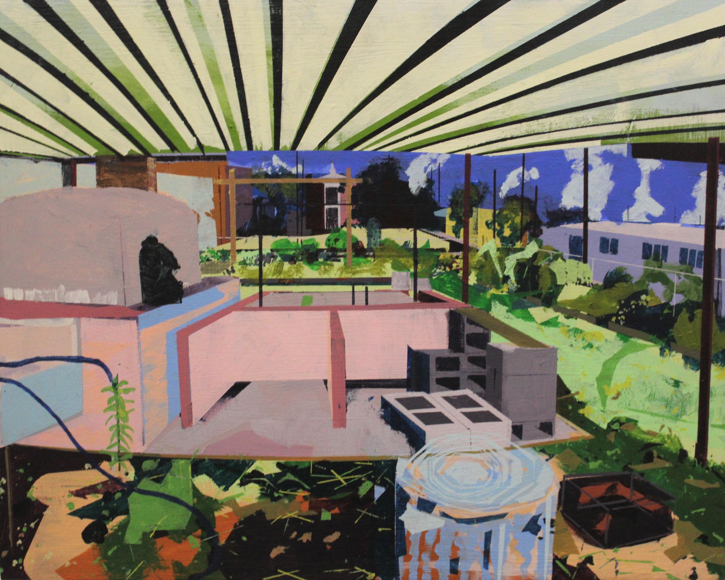 Paradigm's Gardens Kitchen: Central City - Painting by Miro Hoffmann
