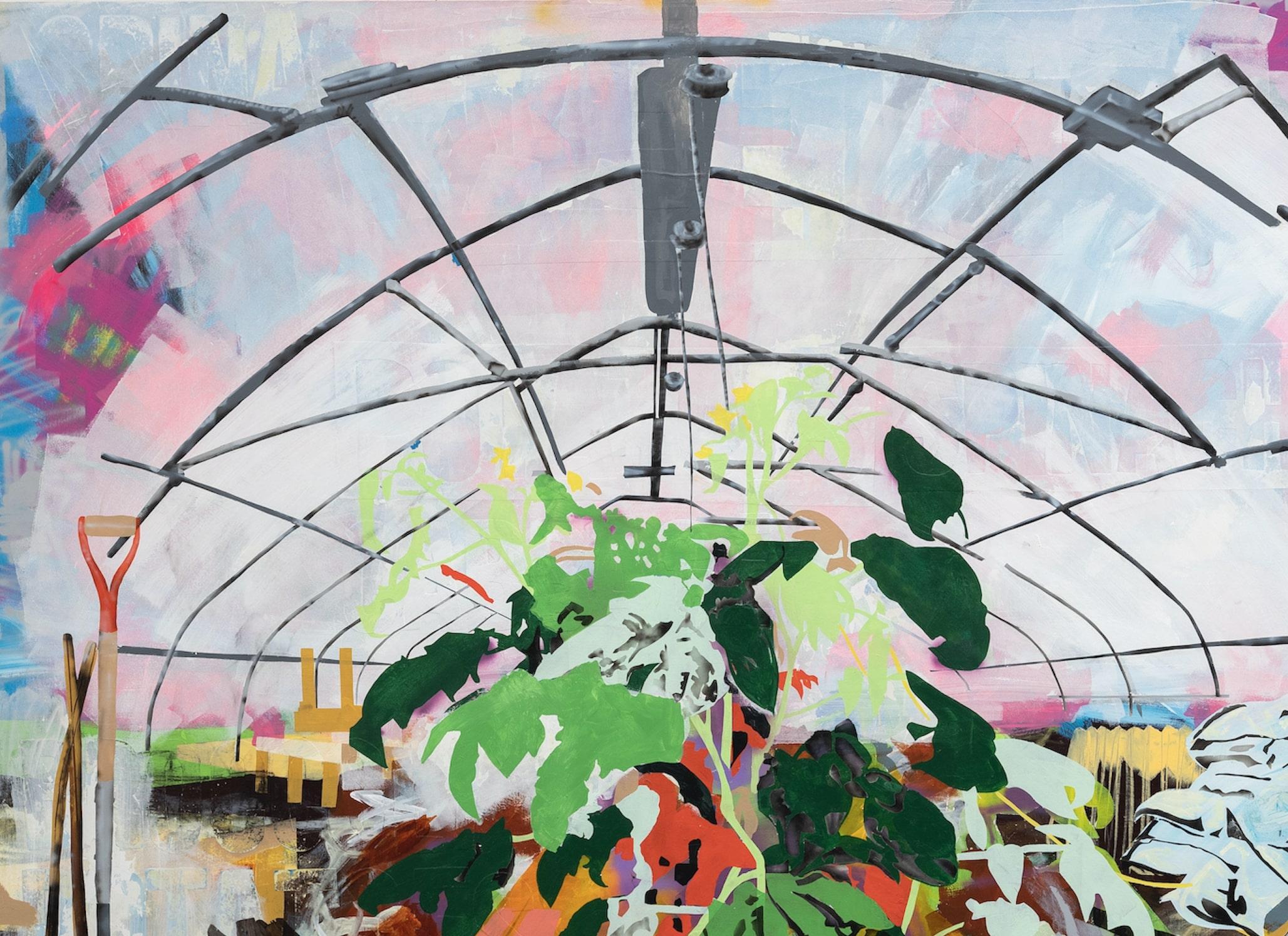 Serra di pomodori della ReVision Urban Farm - Painting di Miro Hoffmann