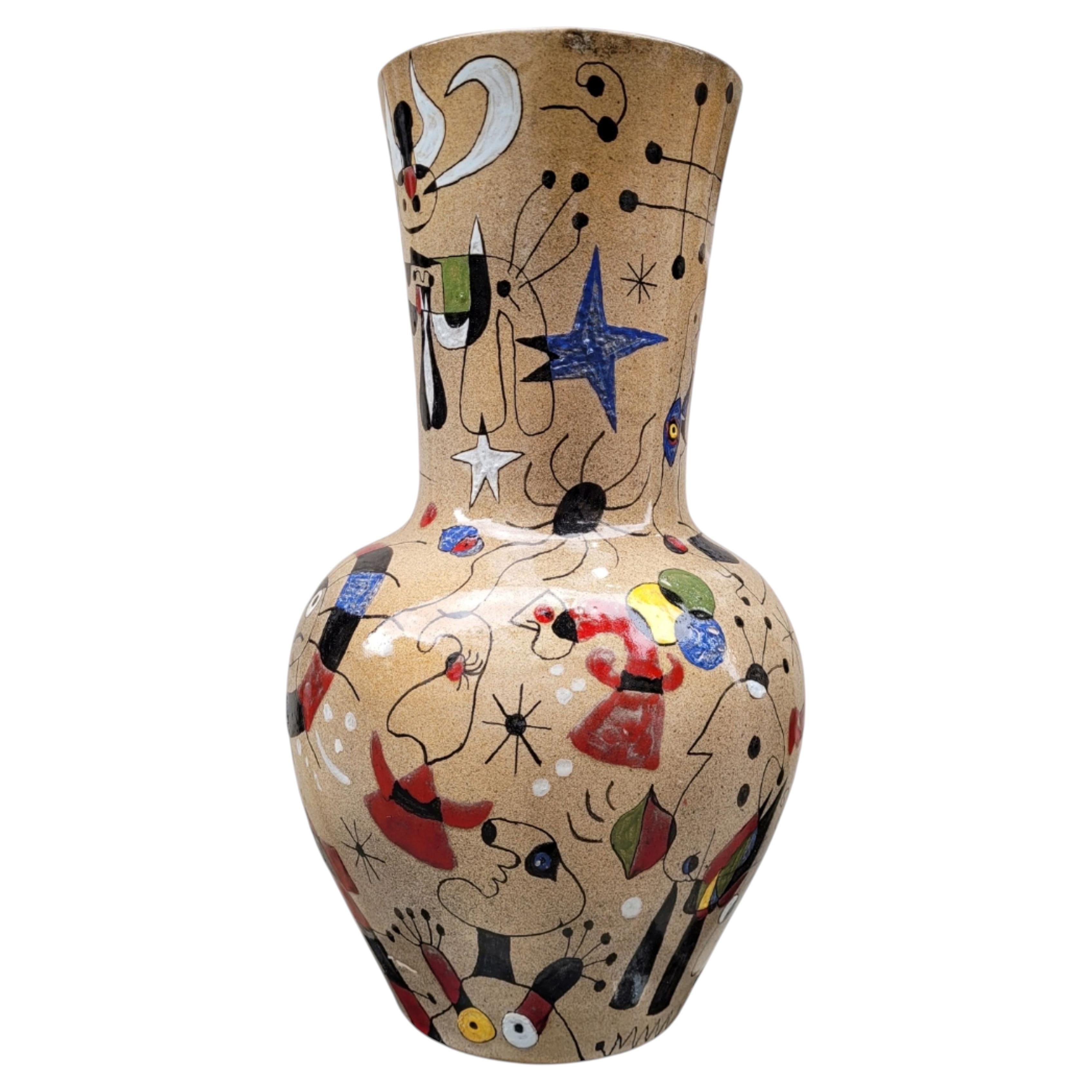 “Miró” vase, glazed ceramic, signed Renata, 1993 Spain For Sale