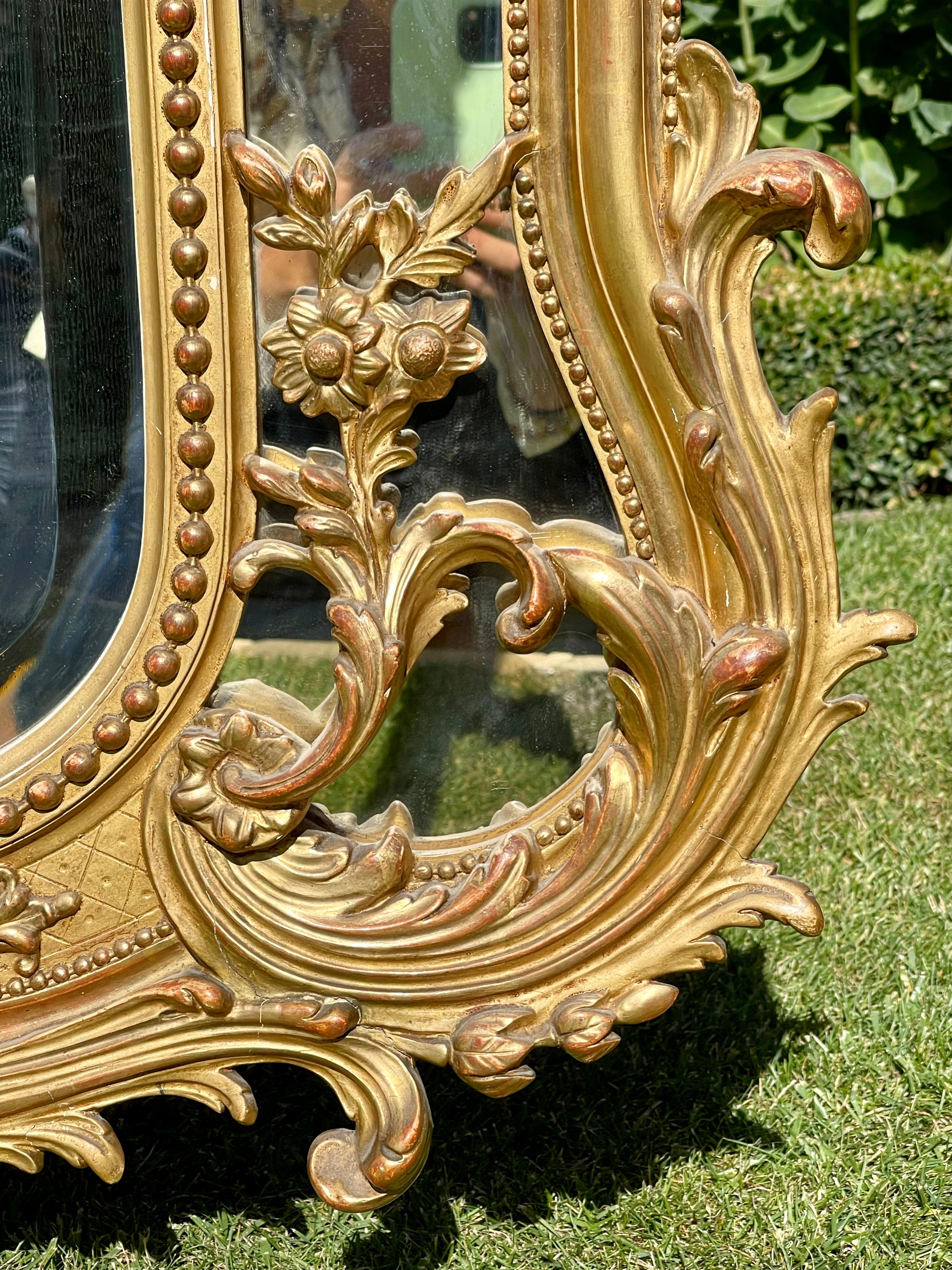 Louis XV Rocaille Style Reservoir Mirror, Gilt Wood & Gilt Plaster, 19th Century For Sale 5