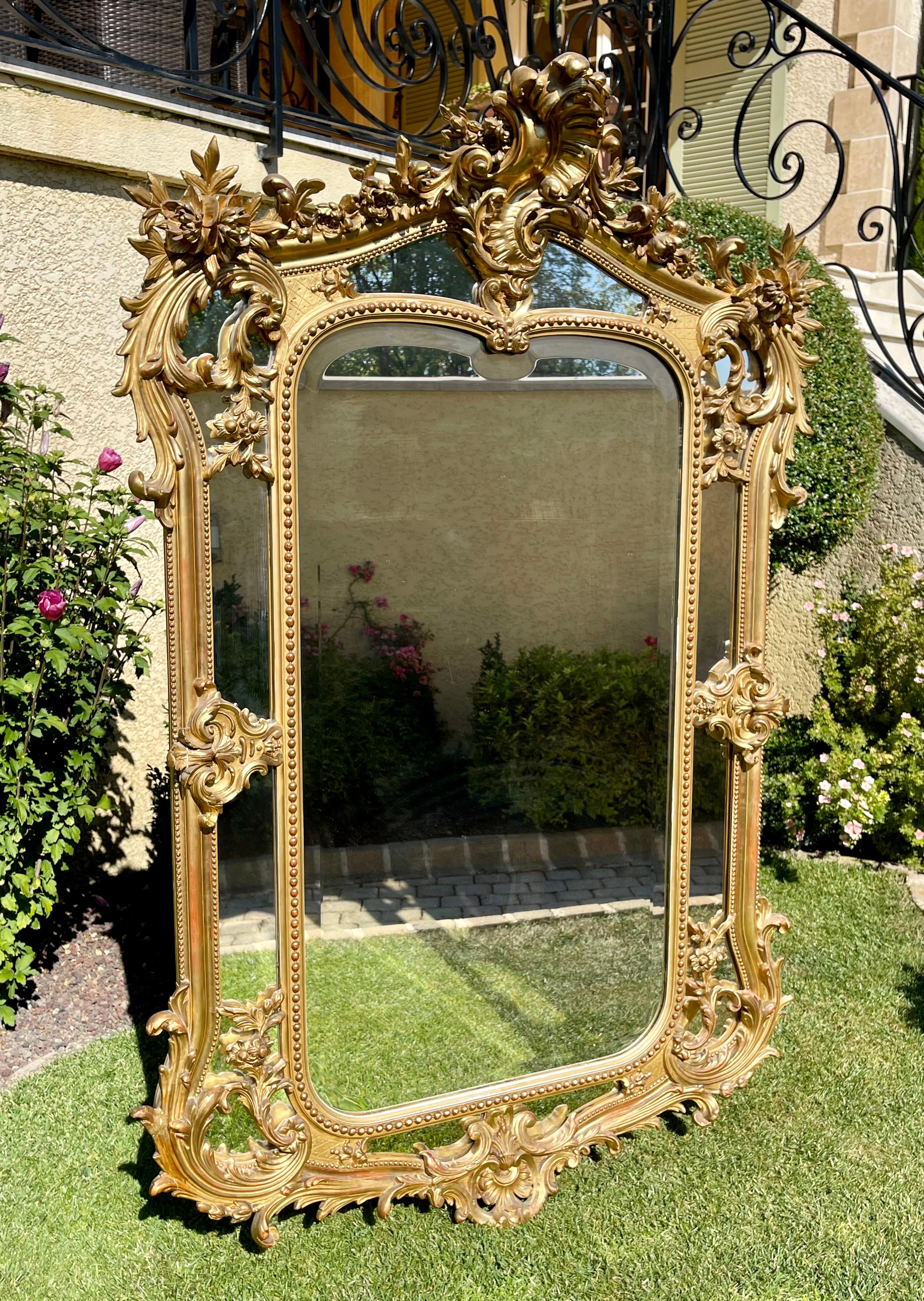 Louis XV Rocaille Style Reservoir Mirror, Gilt Wood & Gilt Plaster, 19th Century For Sale 6