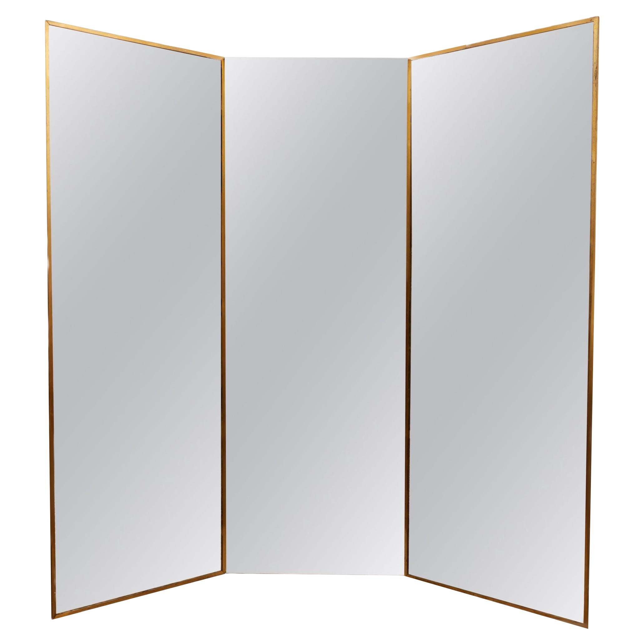 'Miroir Brot' 1910 Triptych Brass Wall Mirror