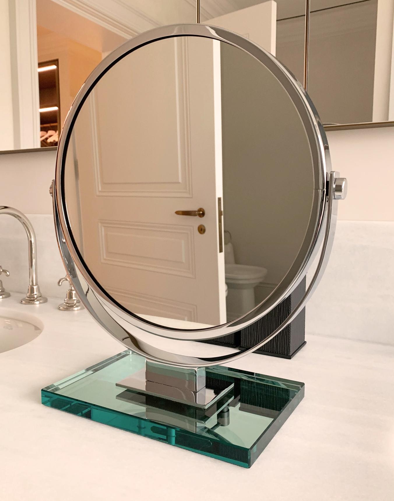 Modern Miroir Brot Chrome and Glass 'Prestige' Vanity Mirror 