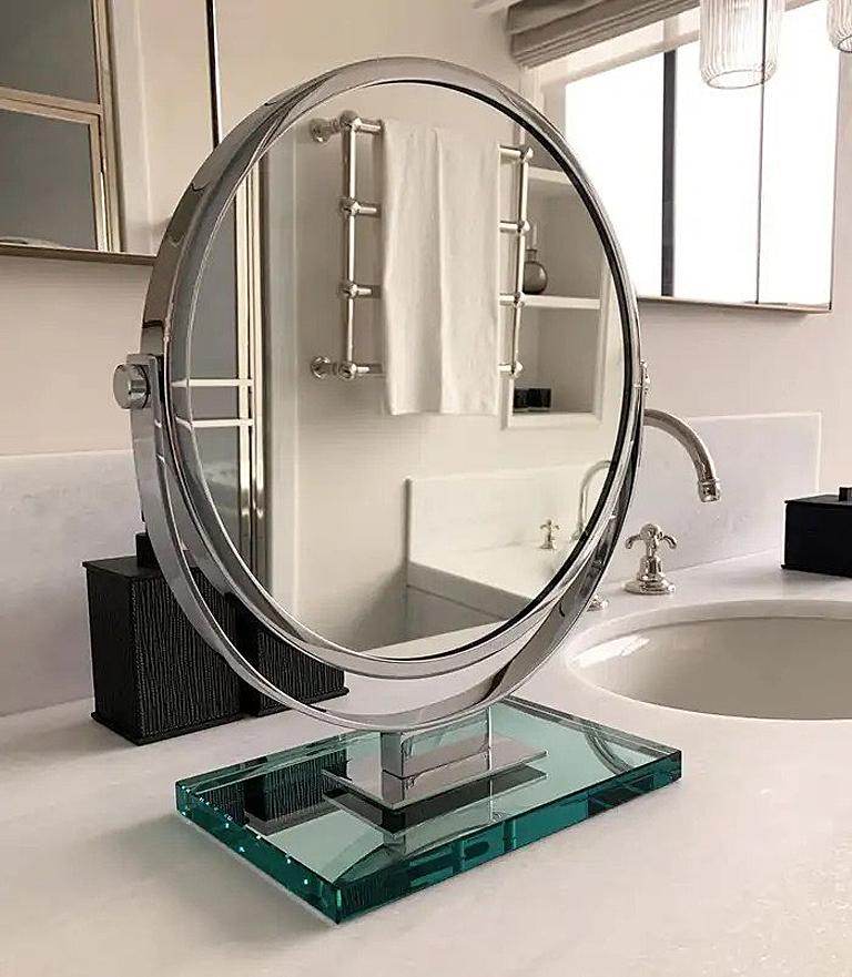 Français Miroir Brot miroir de coiffeuse «prestige » en chrome et verre