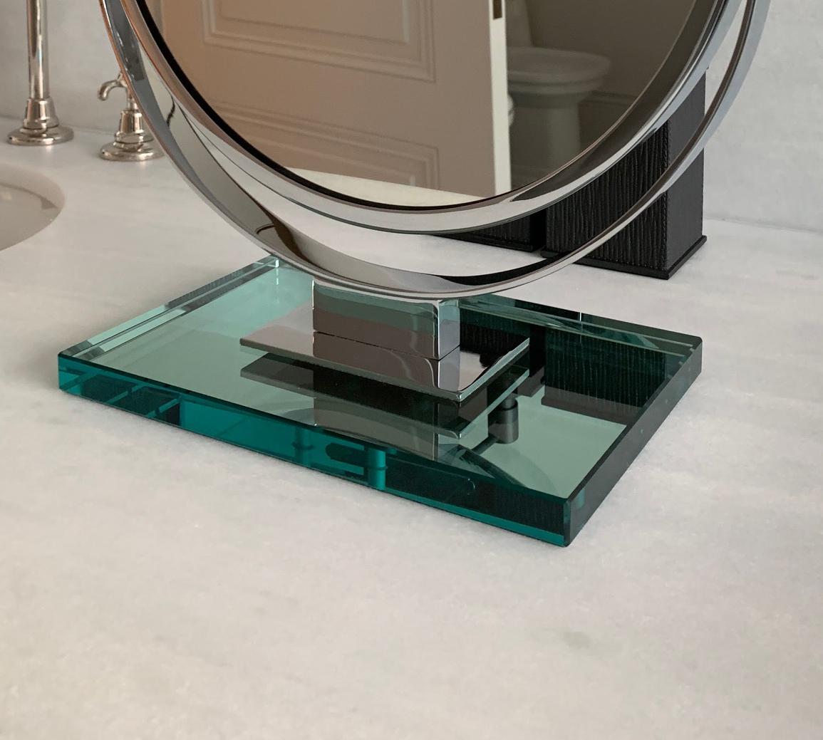 Polished Miroir Brot Chrome and Glass 'Prestige' Vanity Mirror