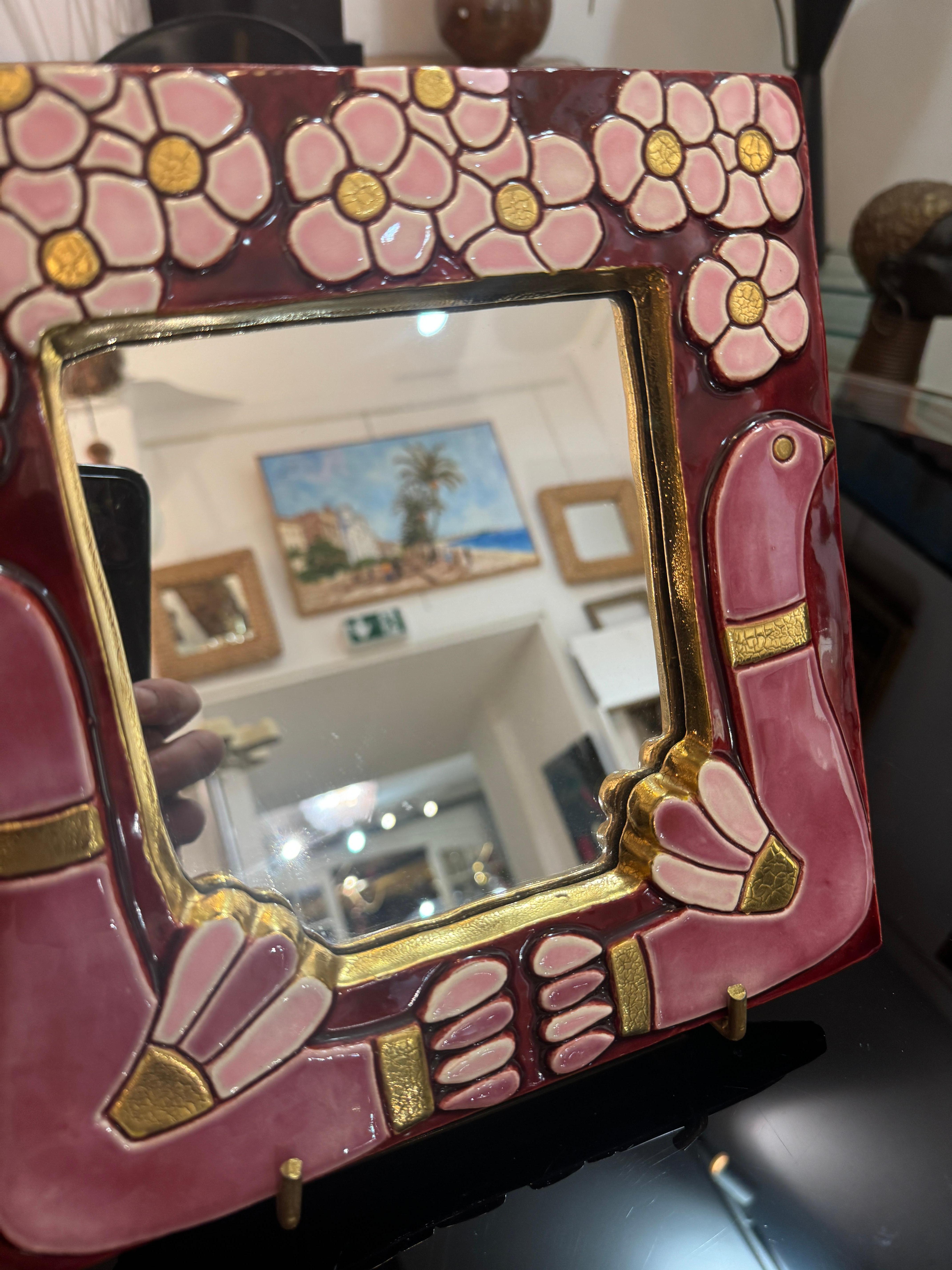 Miroir cygnes, Mithé Espelt circa 1970 en très bon état.