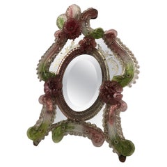 Miroir de table en verre coloré de Murano