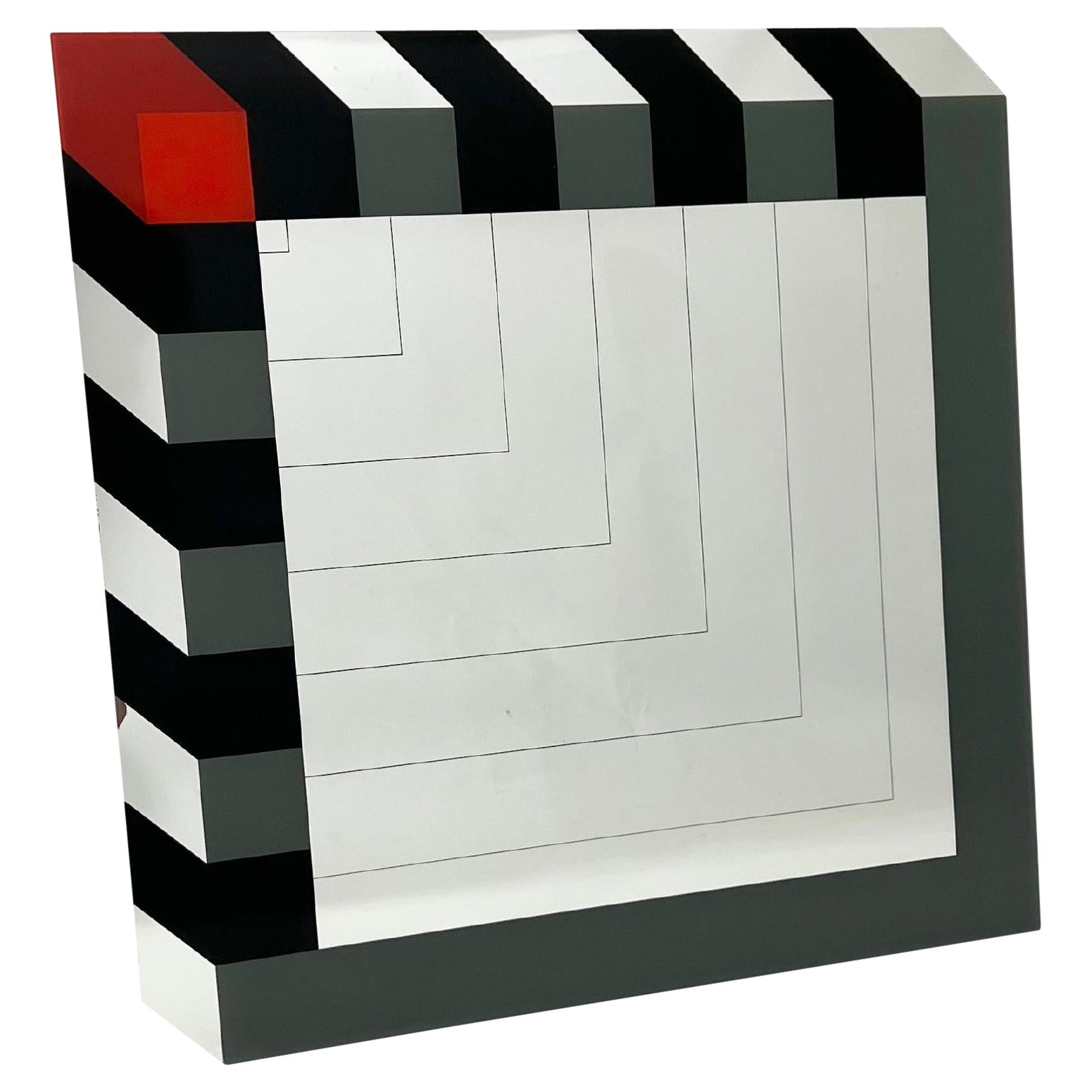 Miroir design art optique, Vasarely style, années 1970