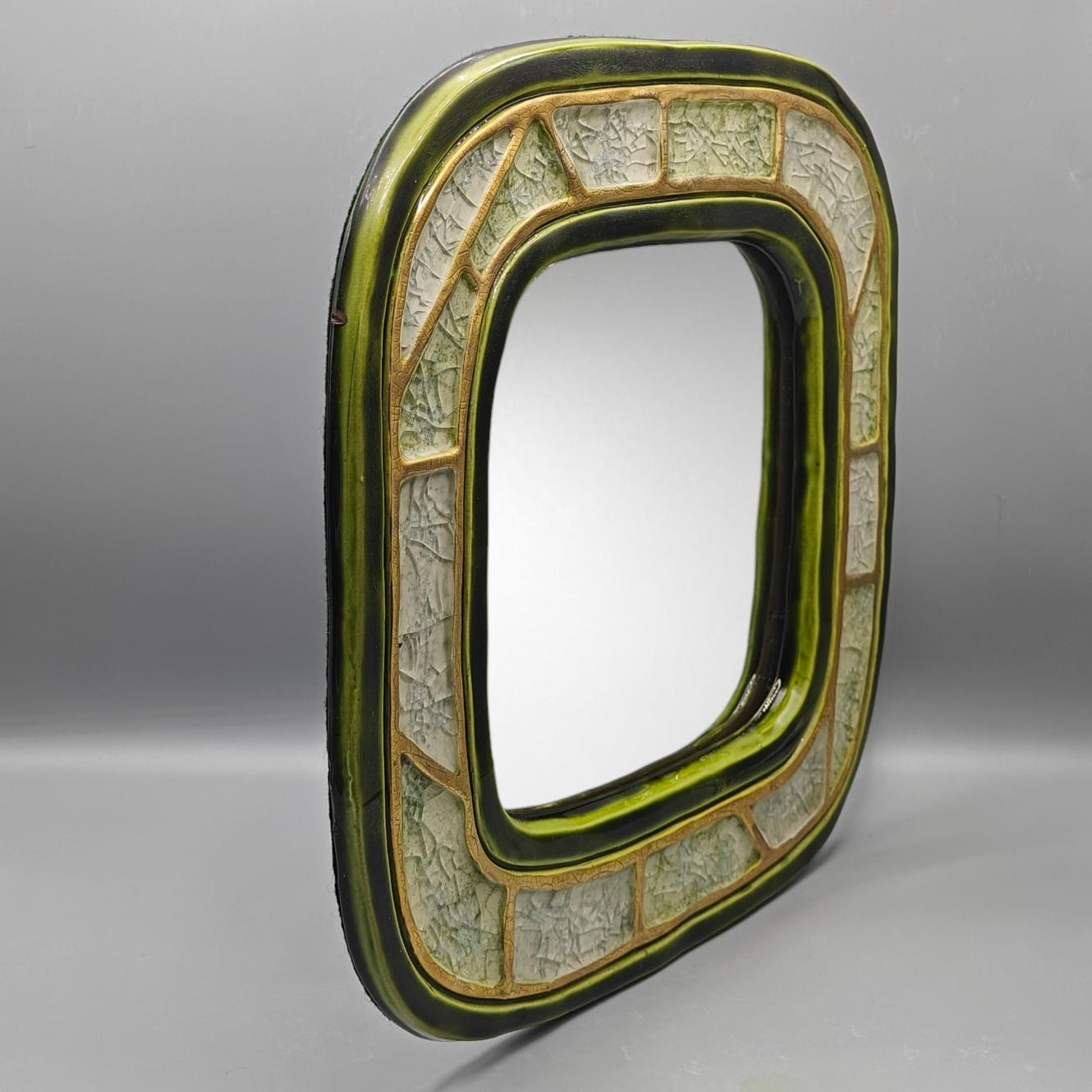 Magnifique miroir en céramique de Mithé Espelt (1923-2020), modèle 