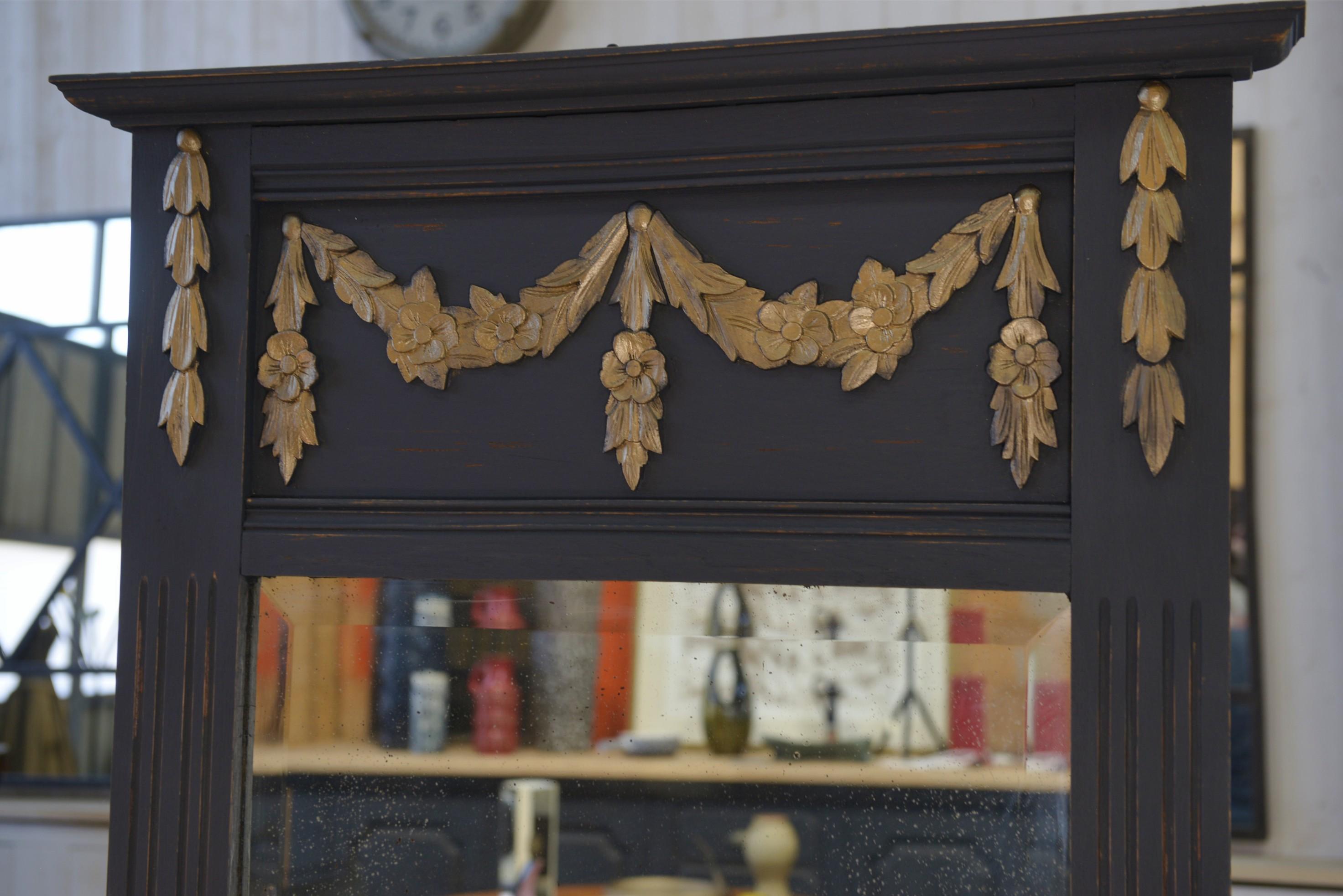 Miroir en chêne massif et verre biseauté Art déco 1930's in vendita 4