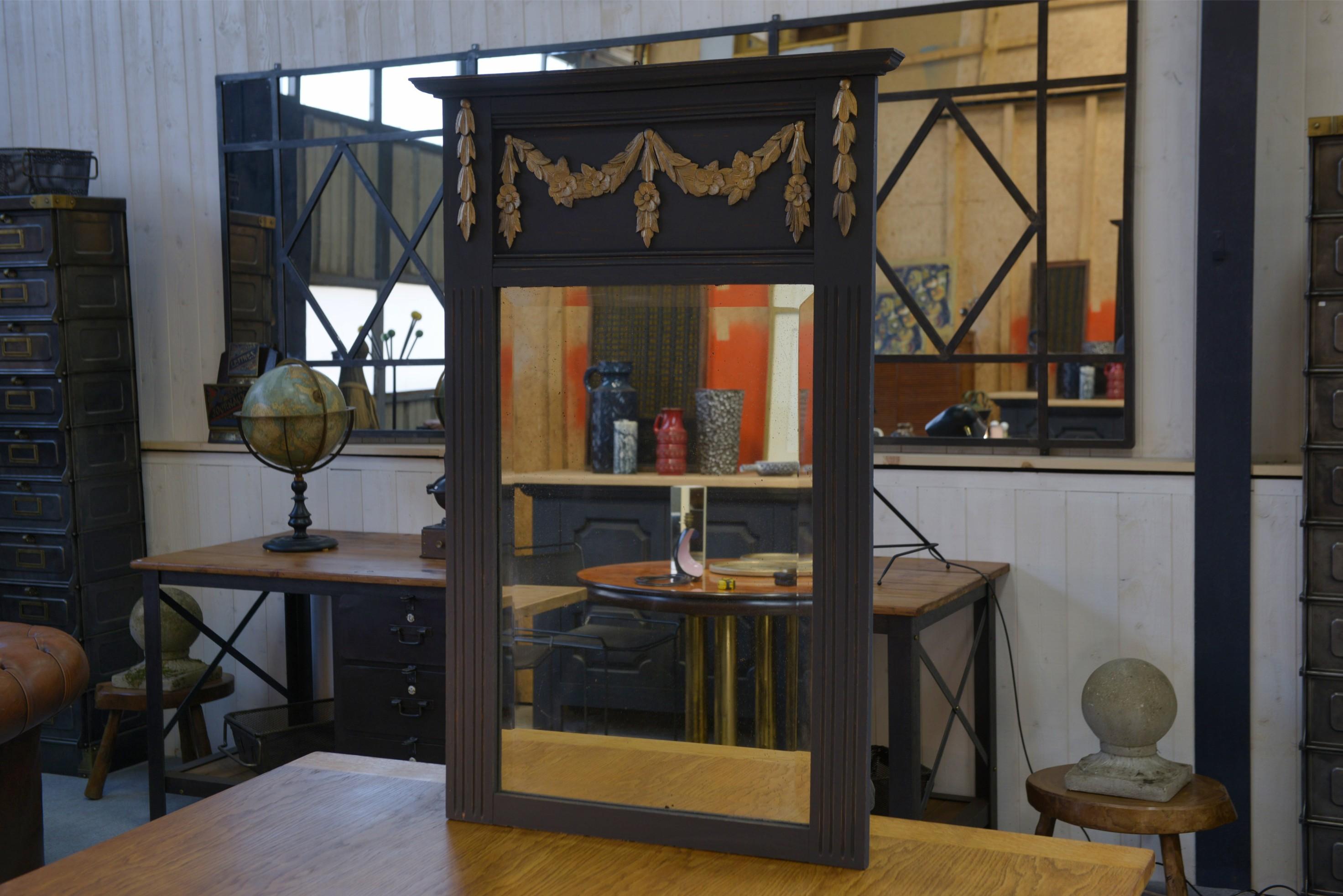 Miroir en chêne massif et verre biseauté Art déco 1930's In condizioni buone in vendita a TOURCOING, FR