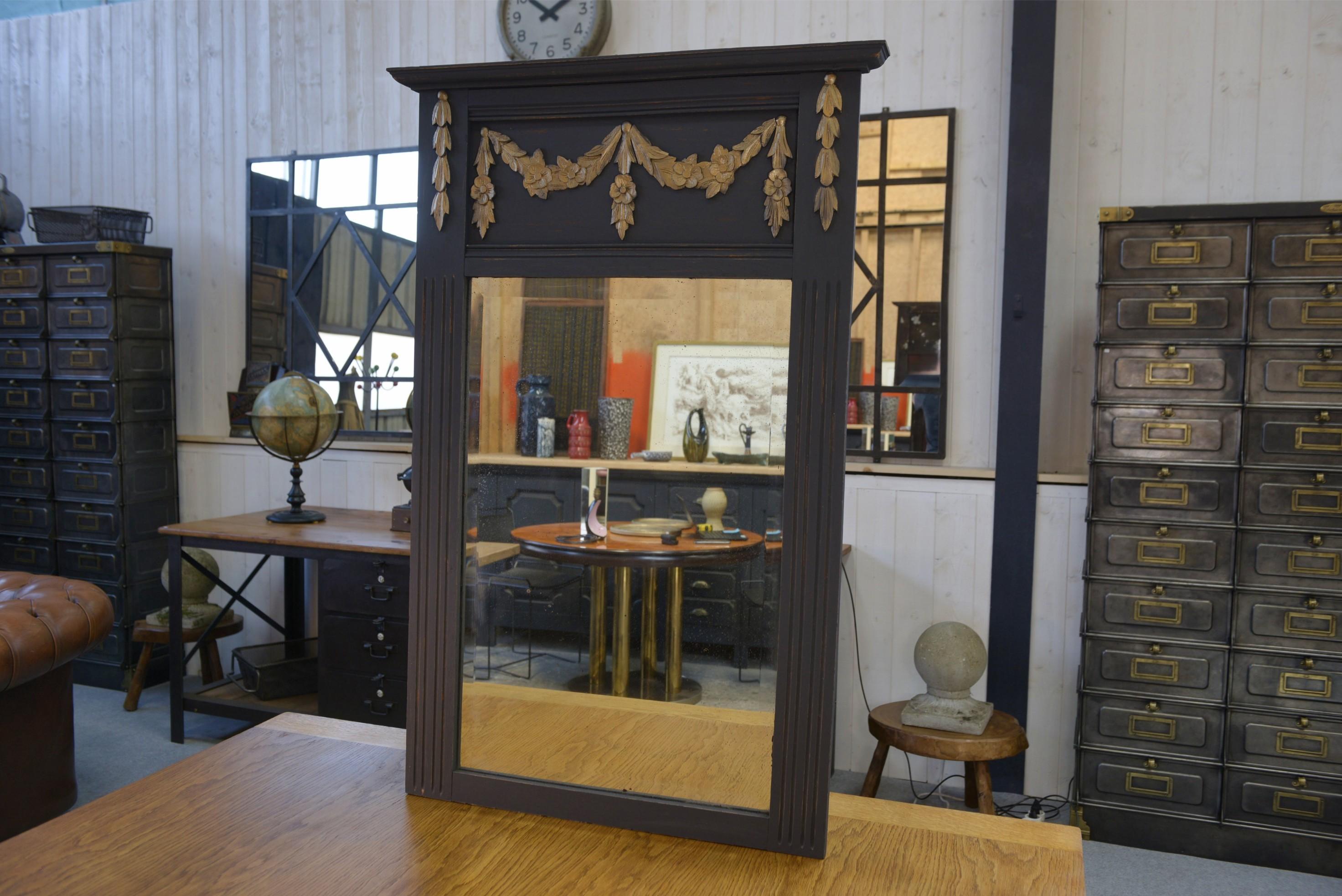 Legno Miroir en chêne massif et verre biseauté Art déco 1930's in vendita