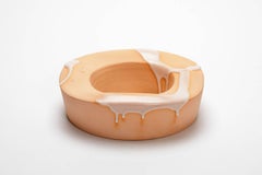 Ceramic Mirror with pink glaze decoration by Mia Jensen.