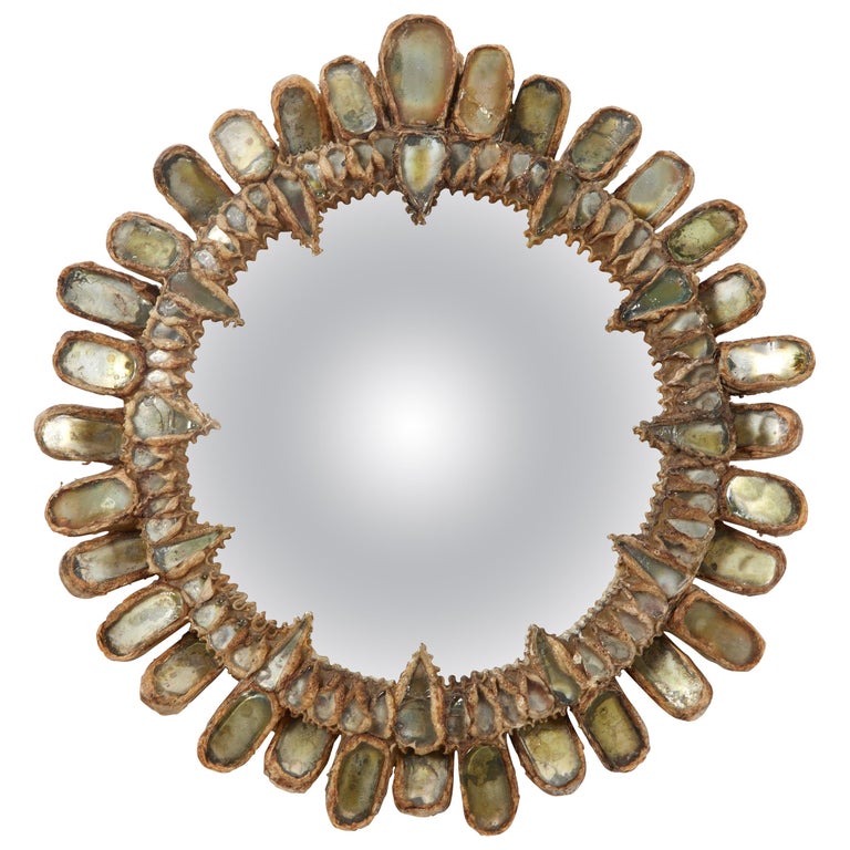Line Vautrin Gerbera mirror, ca. 1955, offered by Galerie Marcilhac