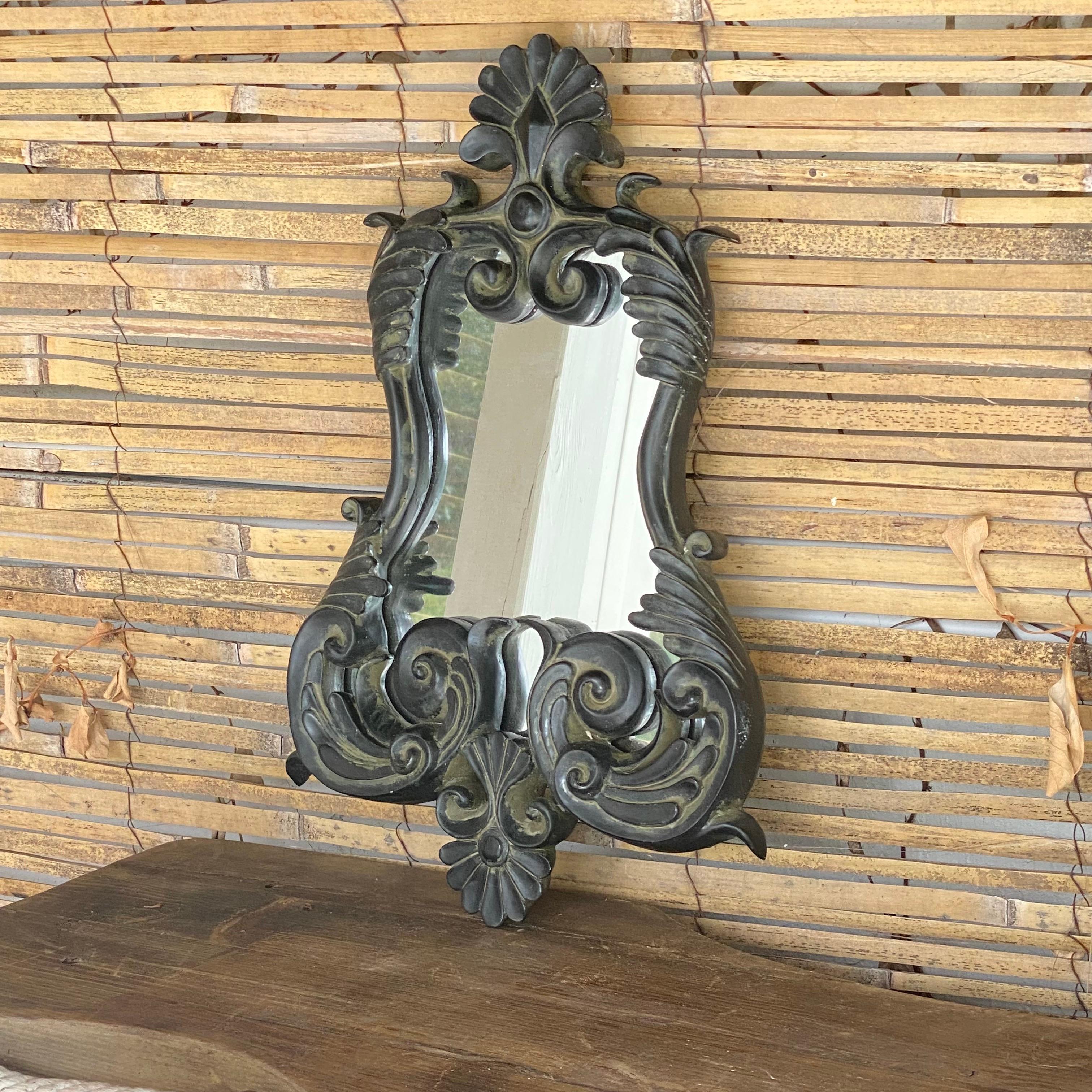 Mid-Century moderno Miroir in legno, colore nero, Francia anni '80 in vendita