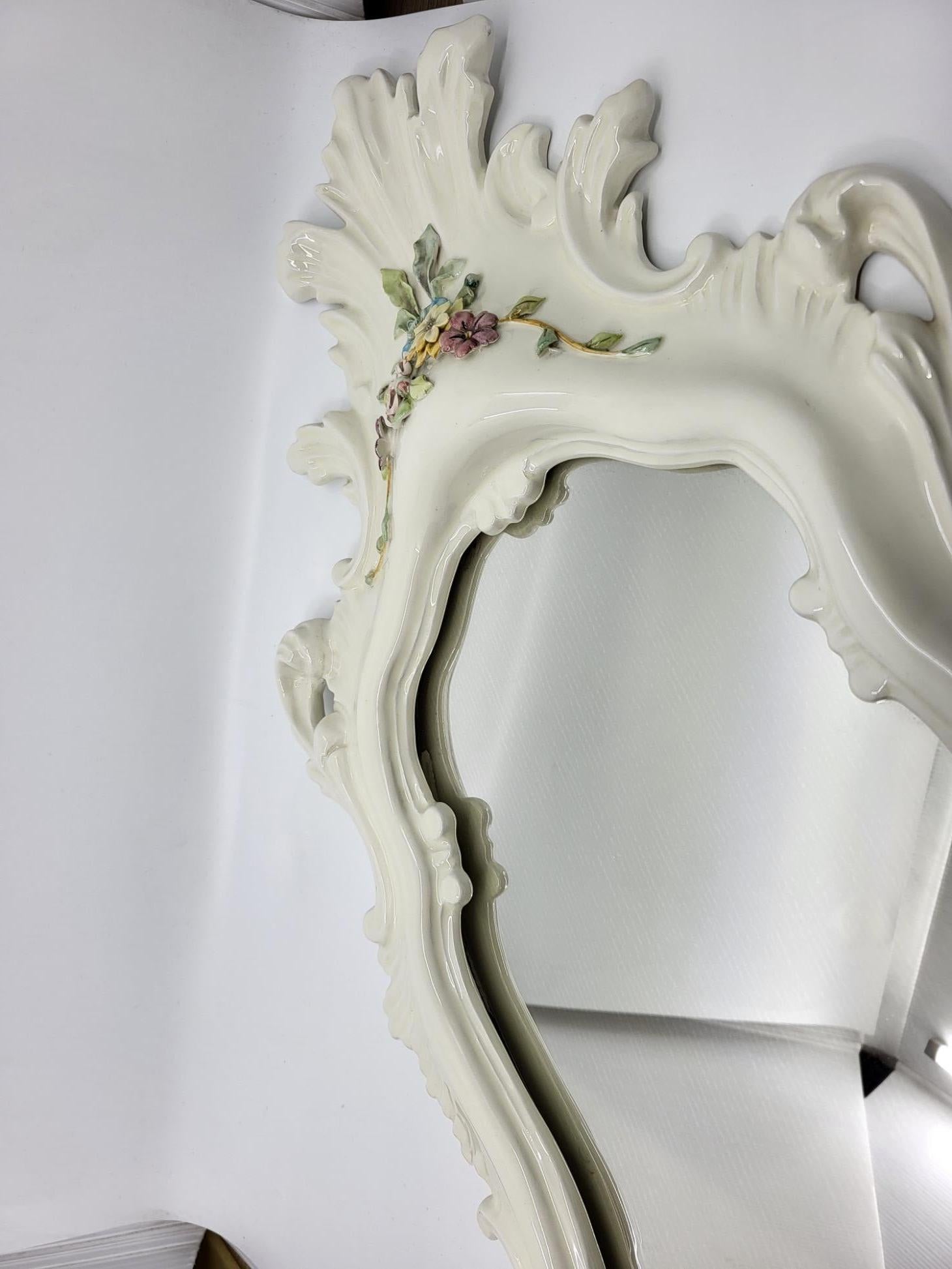 Miroir La Farnesiana Parma de Carlo Corvi en céramique majolique Italie 1950 en venta 3