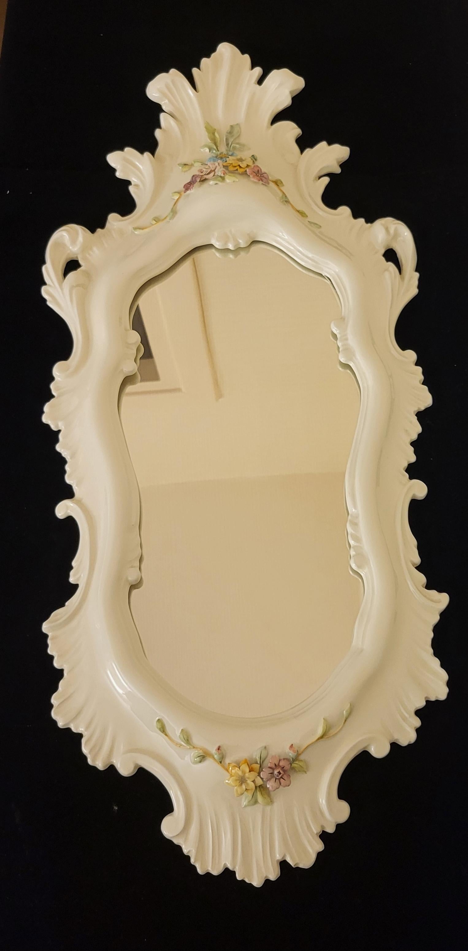 Miroir La Farnesiana Parma de Carlo Corvi en céramique majolique Italie 1950 en venta 9
