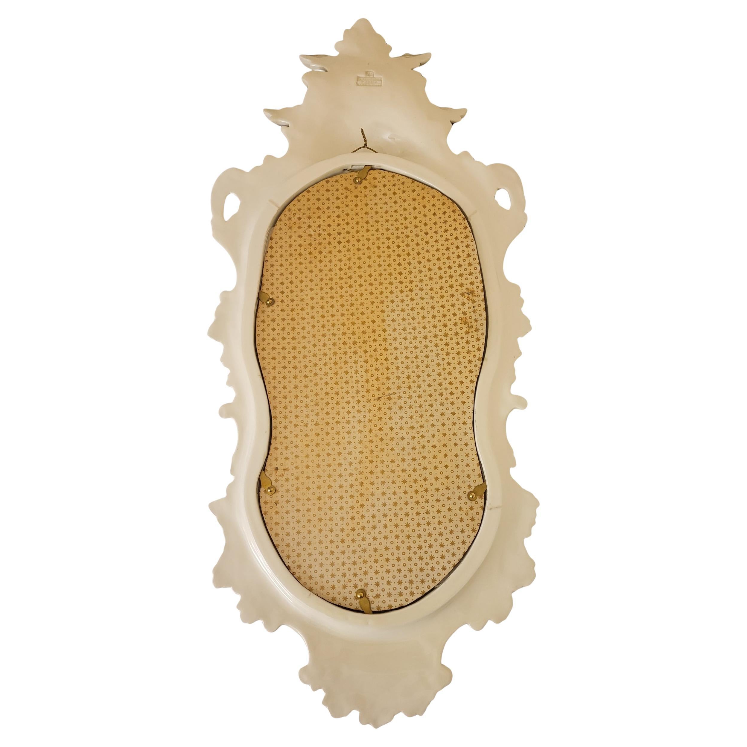 Miroir La Farnesiana Parma de Carlo Corvi en céramique majolique Italie 1950 Italiano en venta