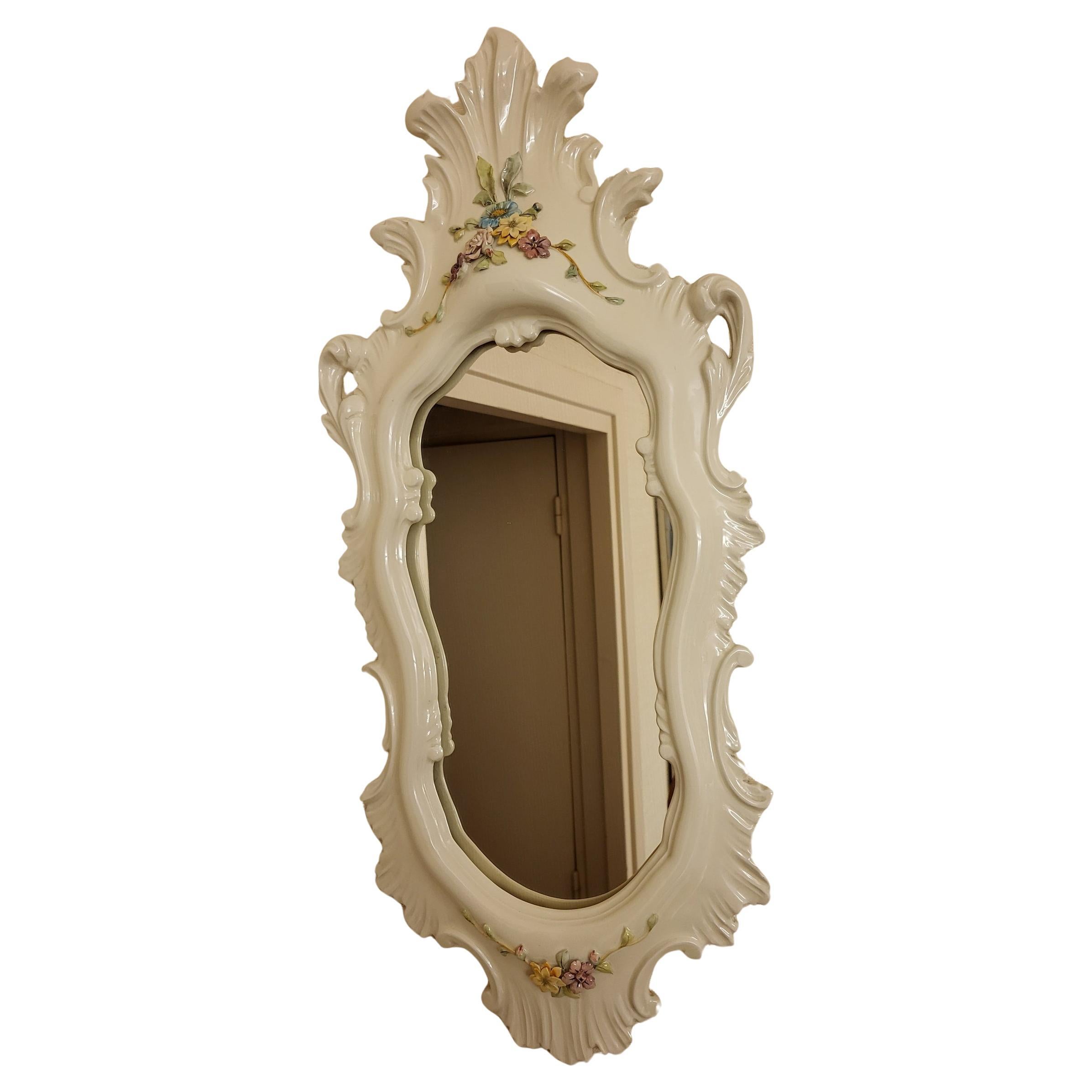 Miroir La Farnesiana Parma de Carlo Corvi en céramique majolique Italie 1950 en Bueno estado para la venta en London, England