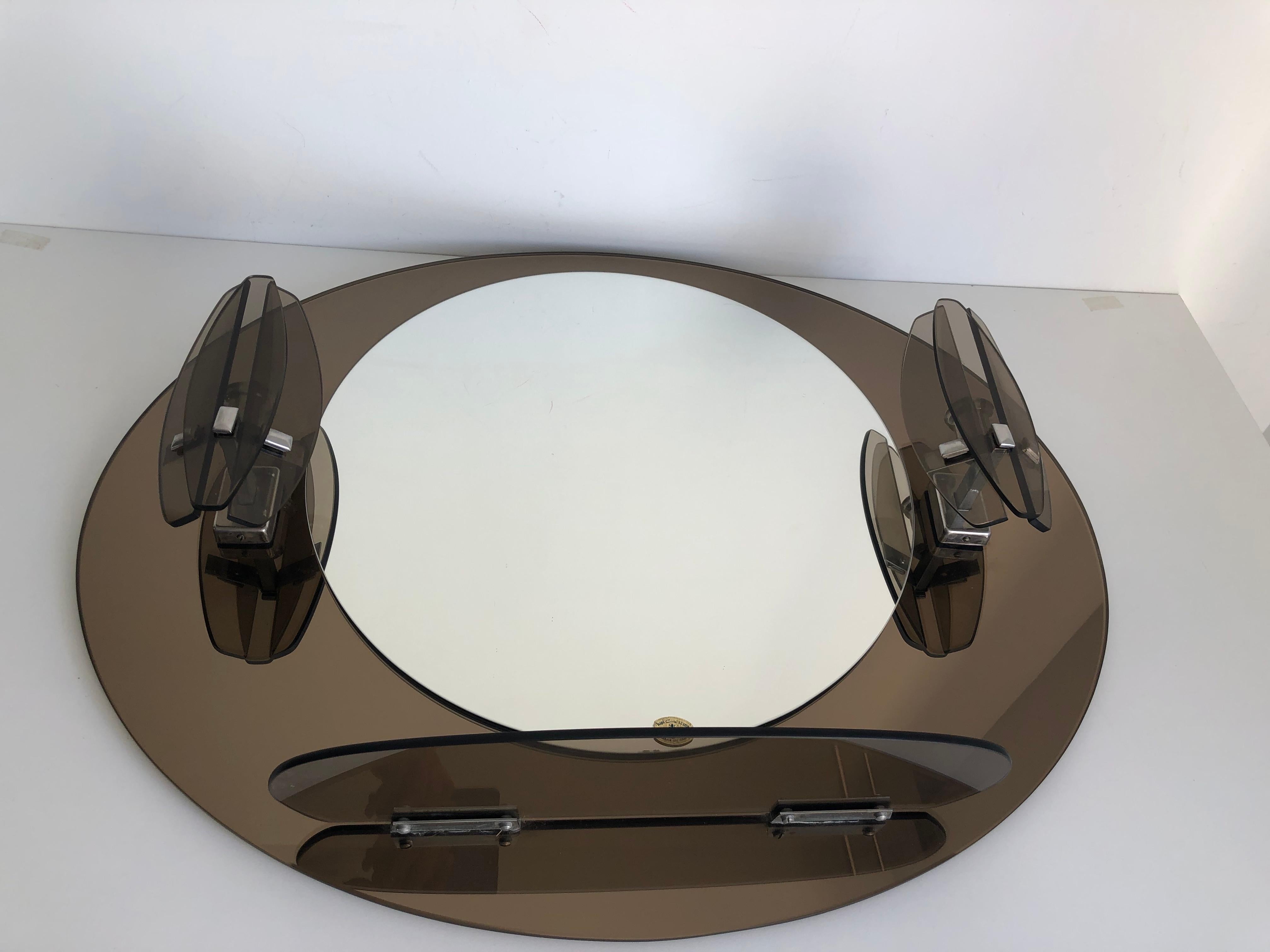 Miroir Lupi Cristal Luxor avec 2 appliques intégrées et une tablette For Sale 5